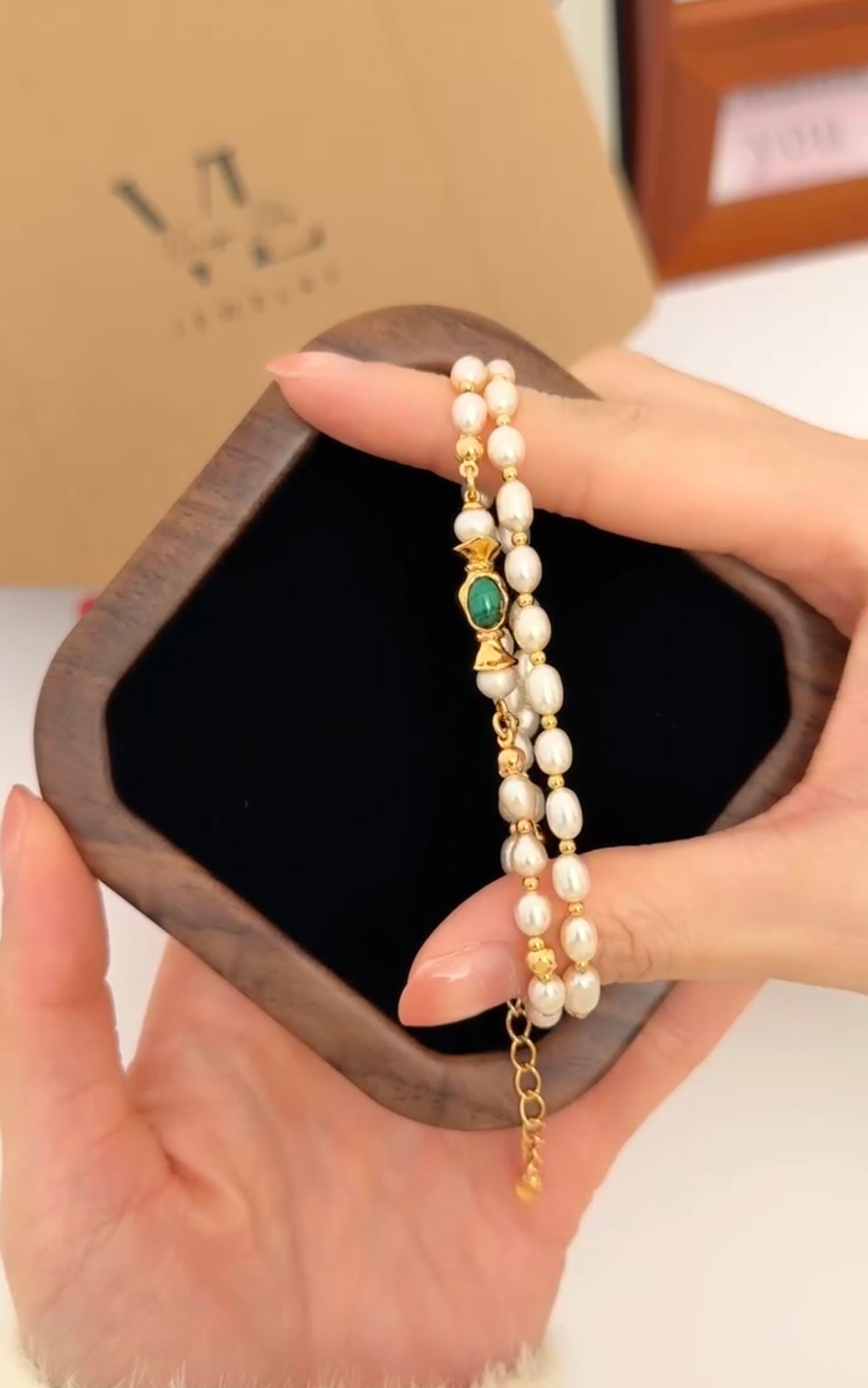Malachite Pearl Necklace