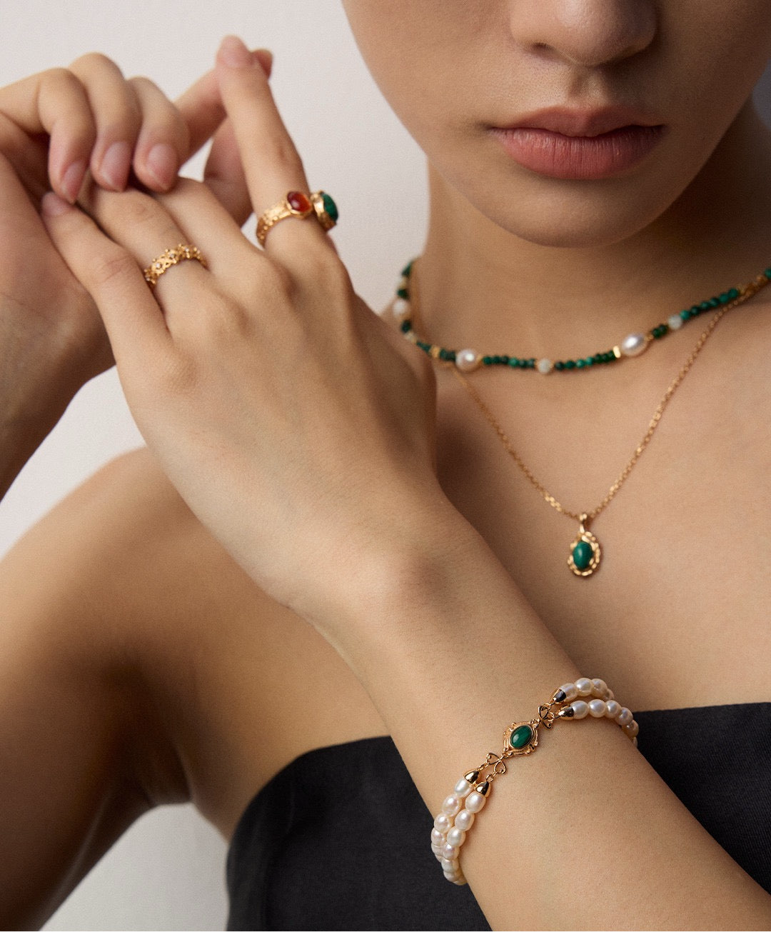 Malachite Pearl Bracelet