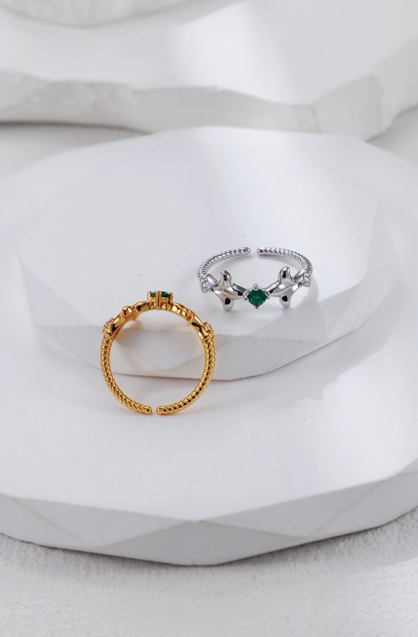 Green zircon Silver Ring