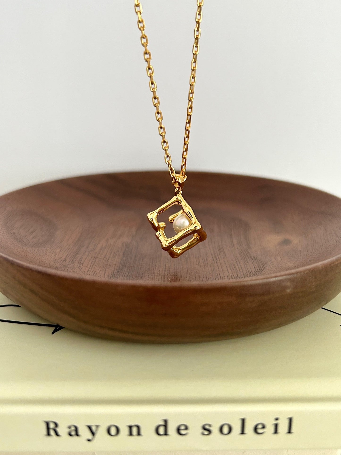 Cube and Pearl Necklace