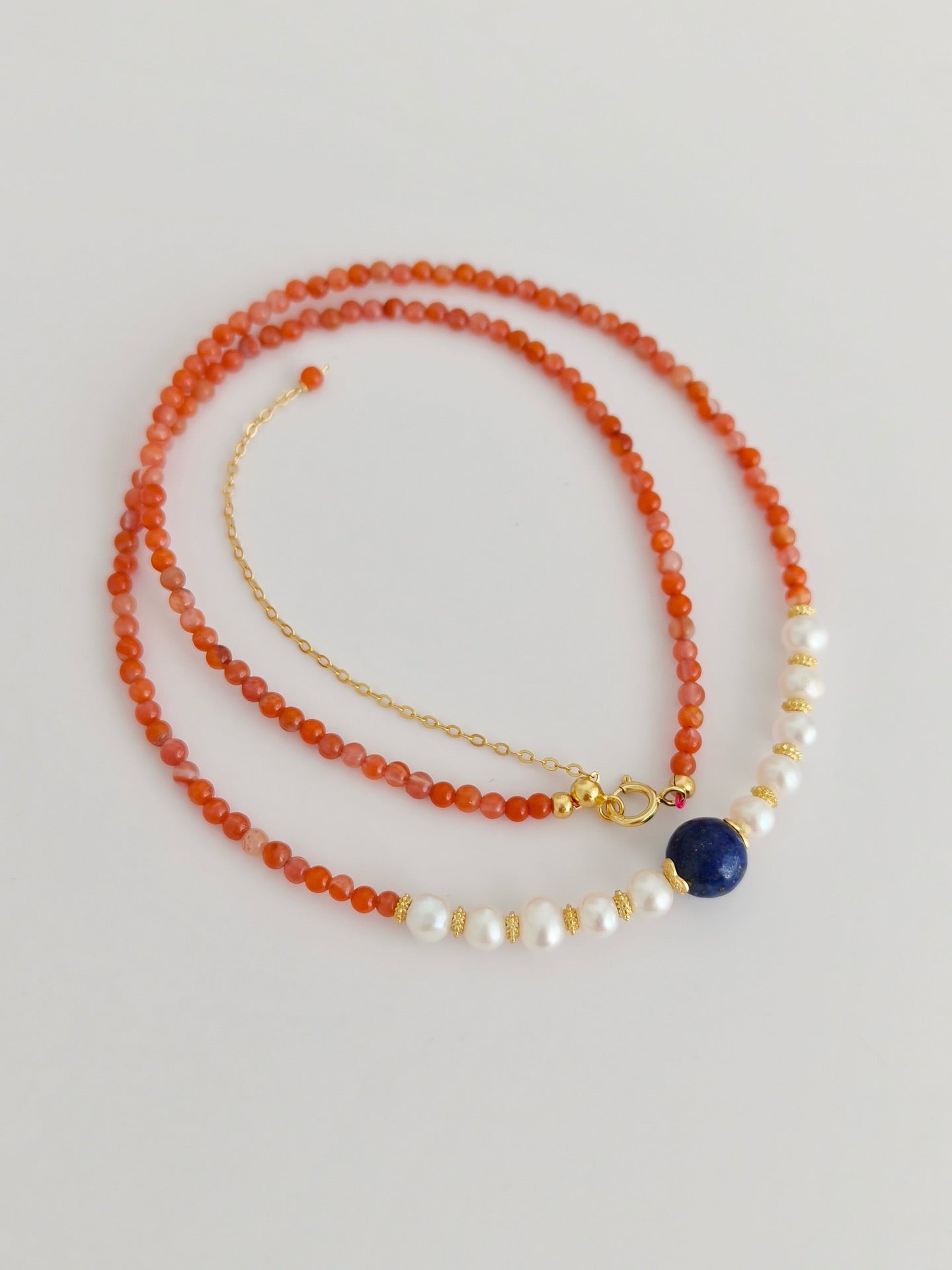 Fiery Elegance Carnelian & Pearl Jewelry Set