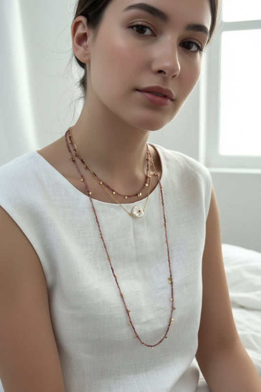 Petal-Shaped Natural Pearl Necklace – 18K Gold Plated S925 Silver Minimalist Pendant Necklace