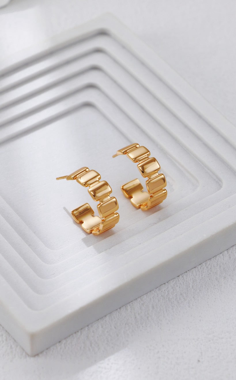 Stripes Sterling Silver Huggies