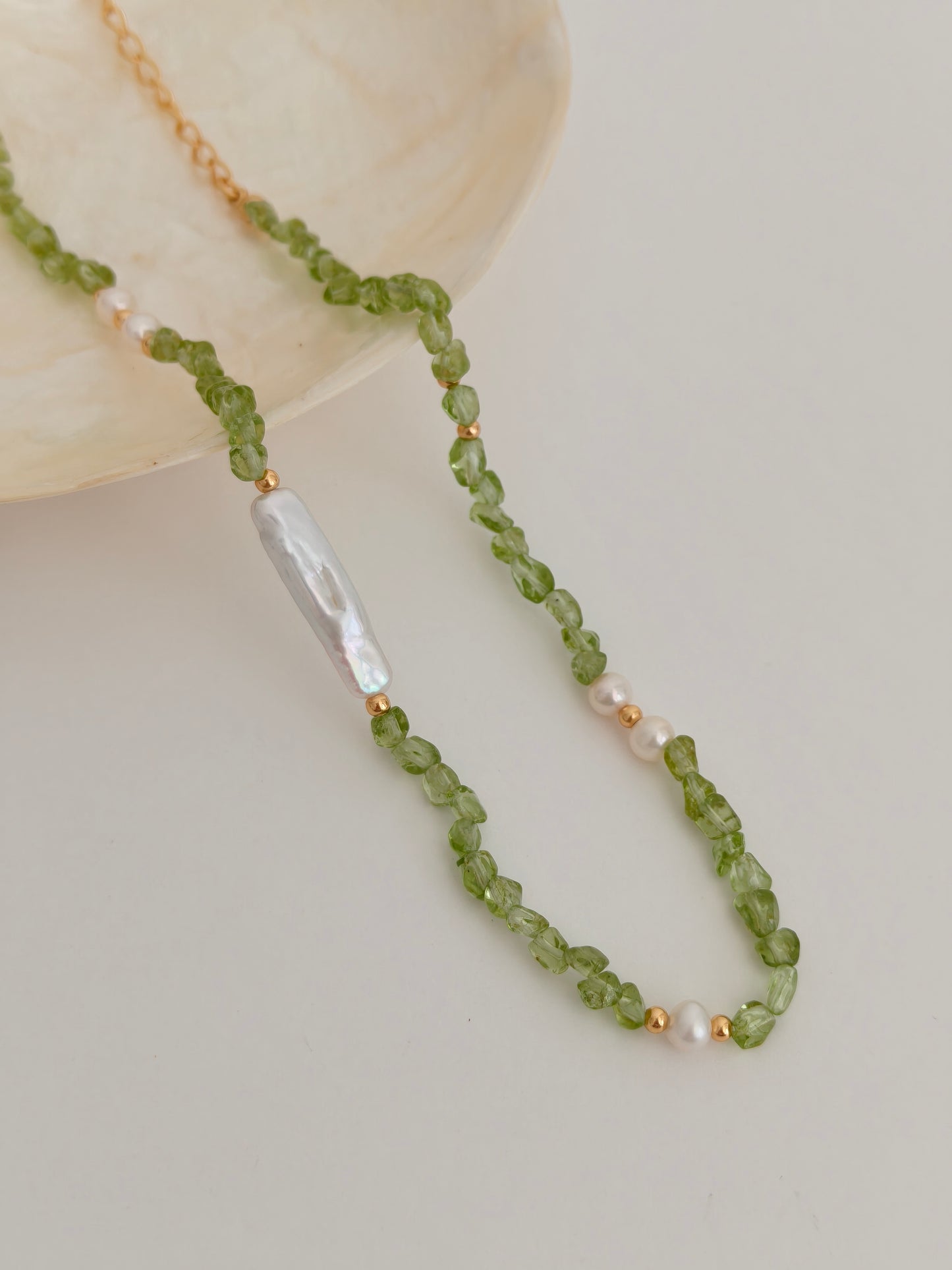 Peridot & Pearl Harmony Set – S925 Sterling Silver Necklace and Bracelet