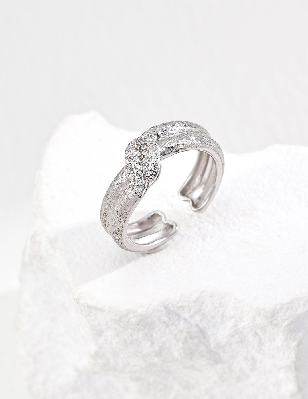 S925 Vintage Matte Zircon Ring – Adjustable Sterling Silver