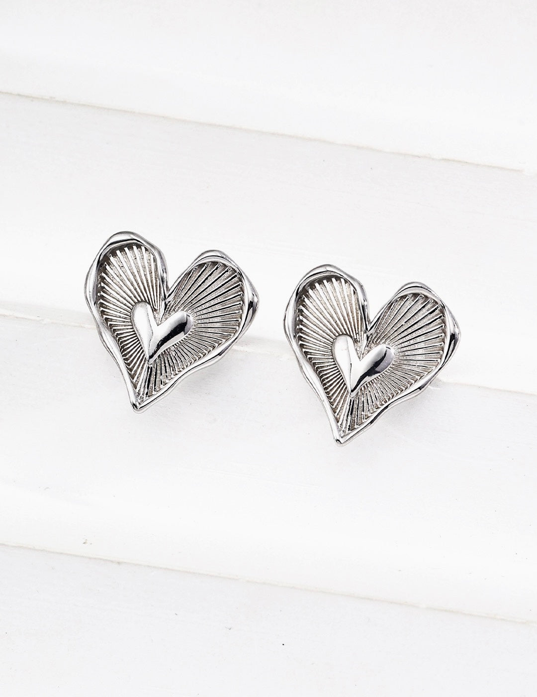 Heart Shaped Silver Studs
