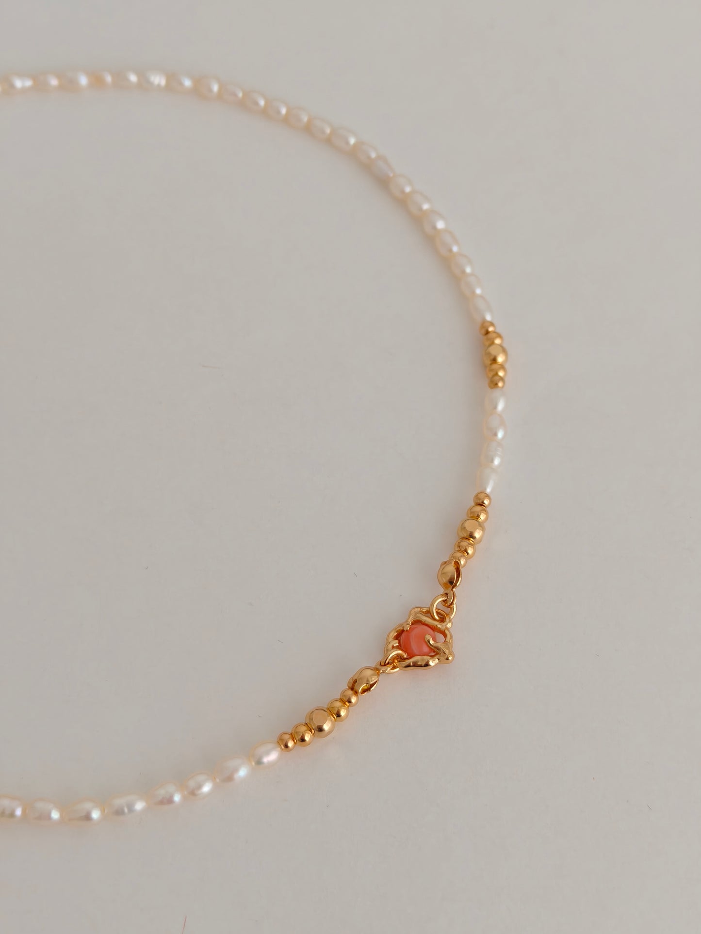 Vintage Gold S925 Sterling Silver Rhodochrosite & Natural Pearl Necklace