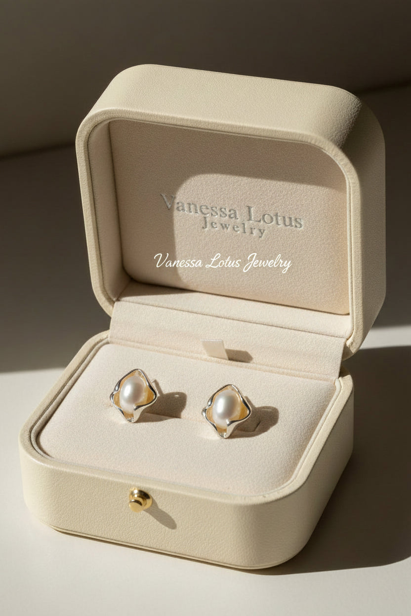 Pearl stud earrings