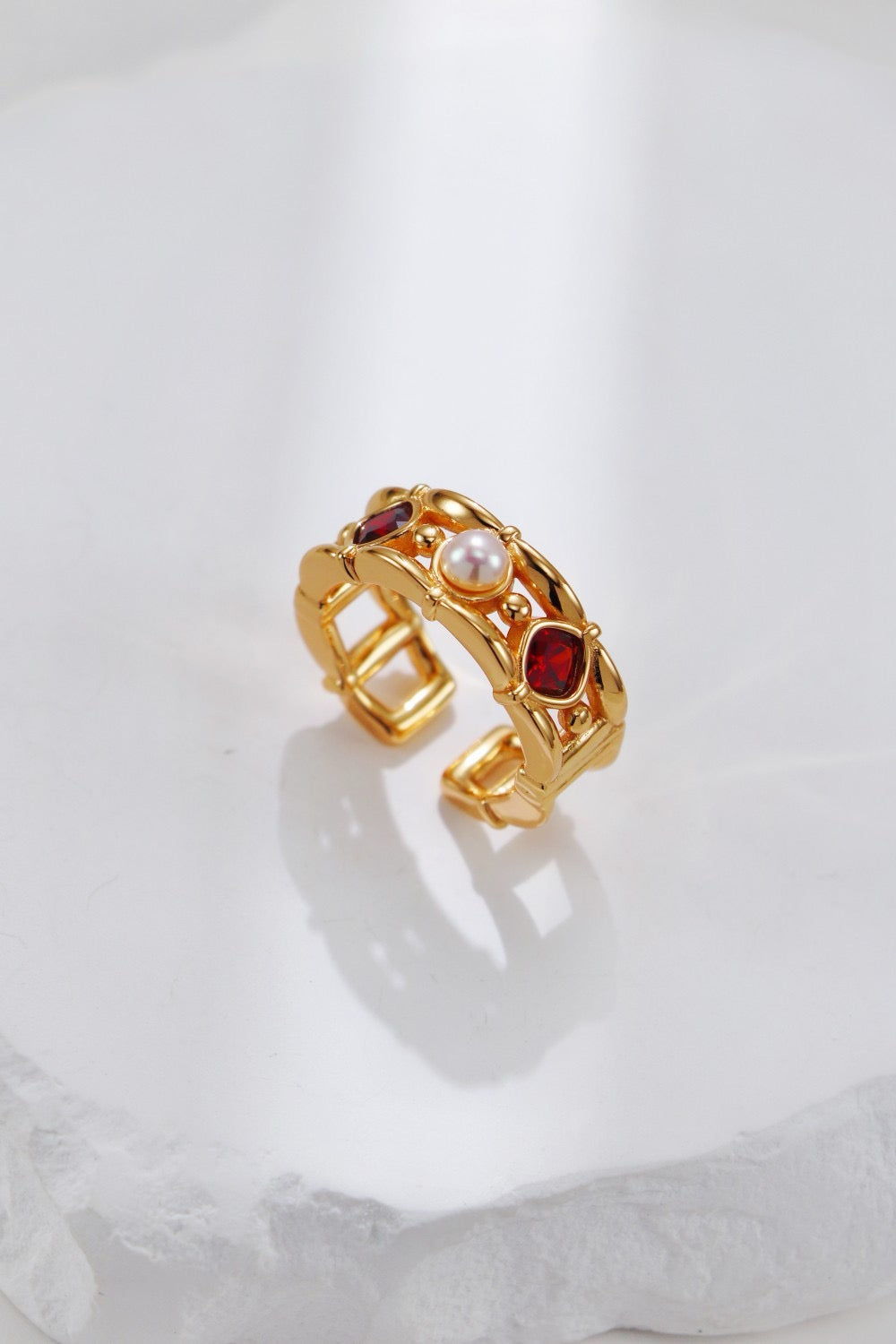 Royal Garnet and Pearl Gold Vermeil Ring