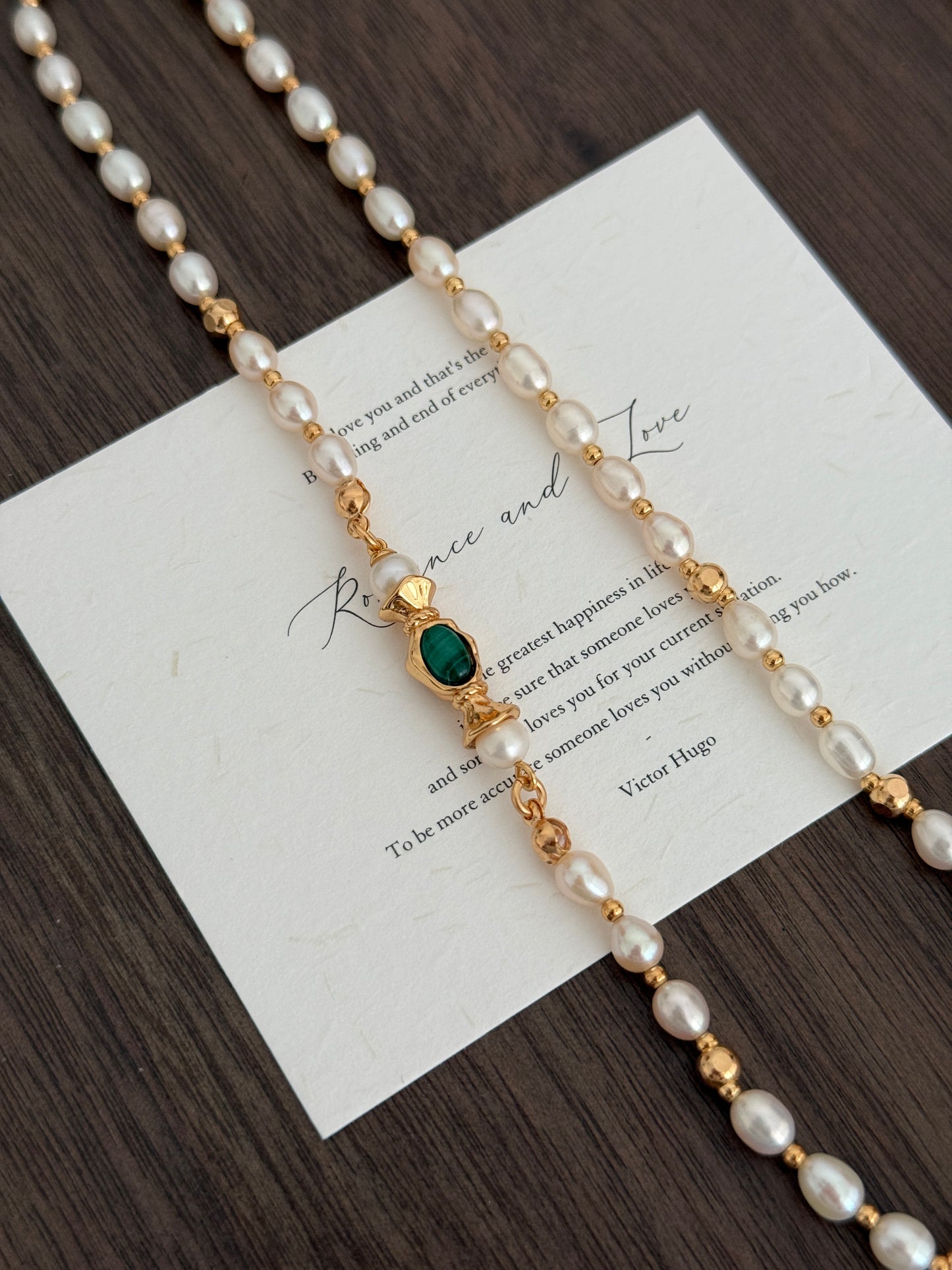 Malachite Pearl Necklace
