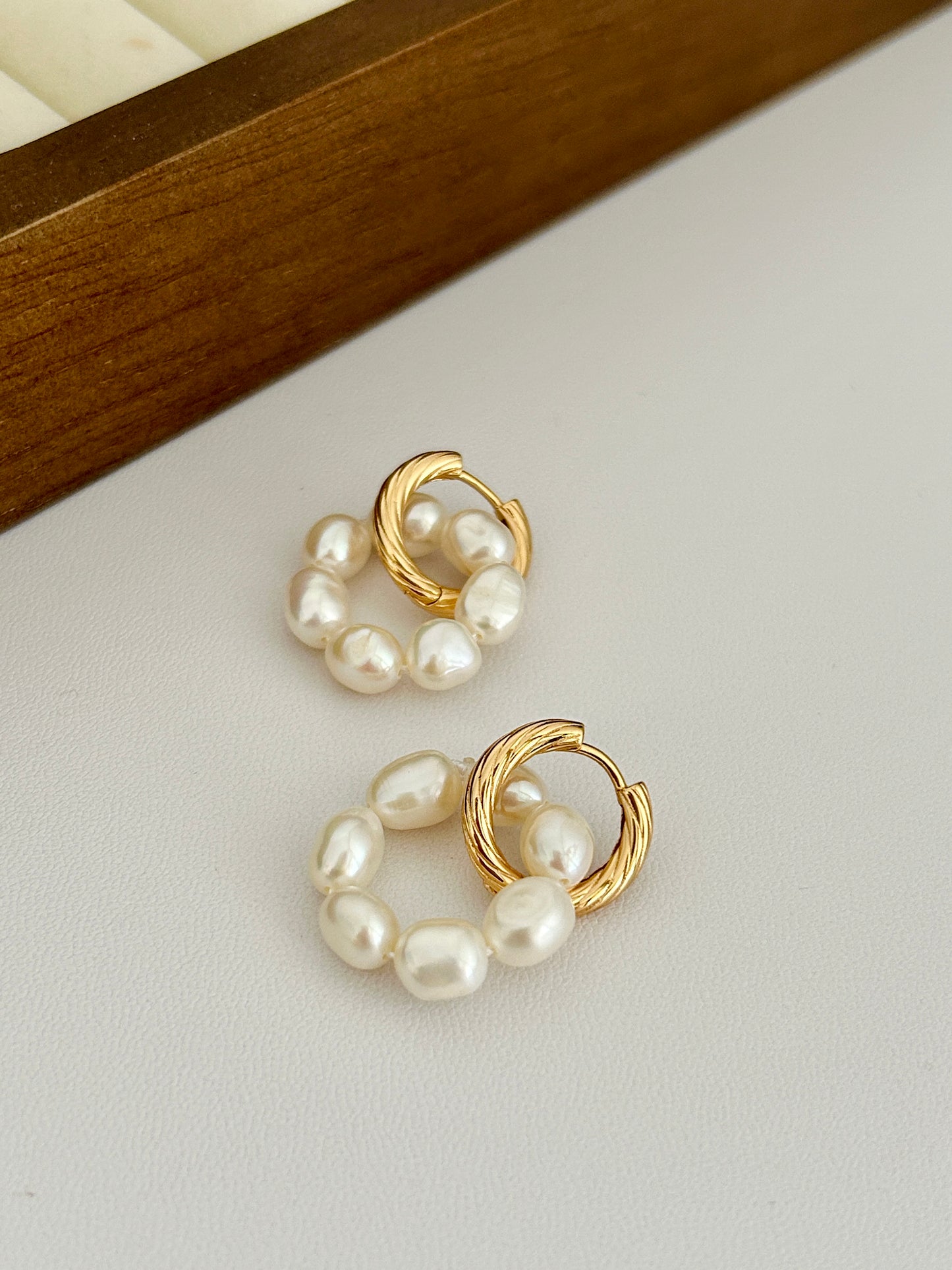 Pearl Earrings with Removable Pearl Ring Pendants