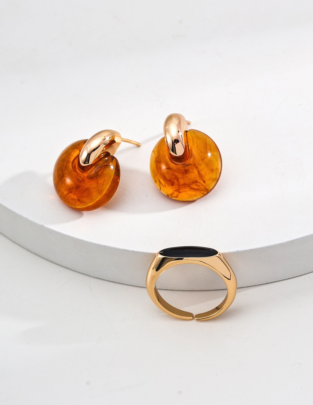 Amber Silver Studs