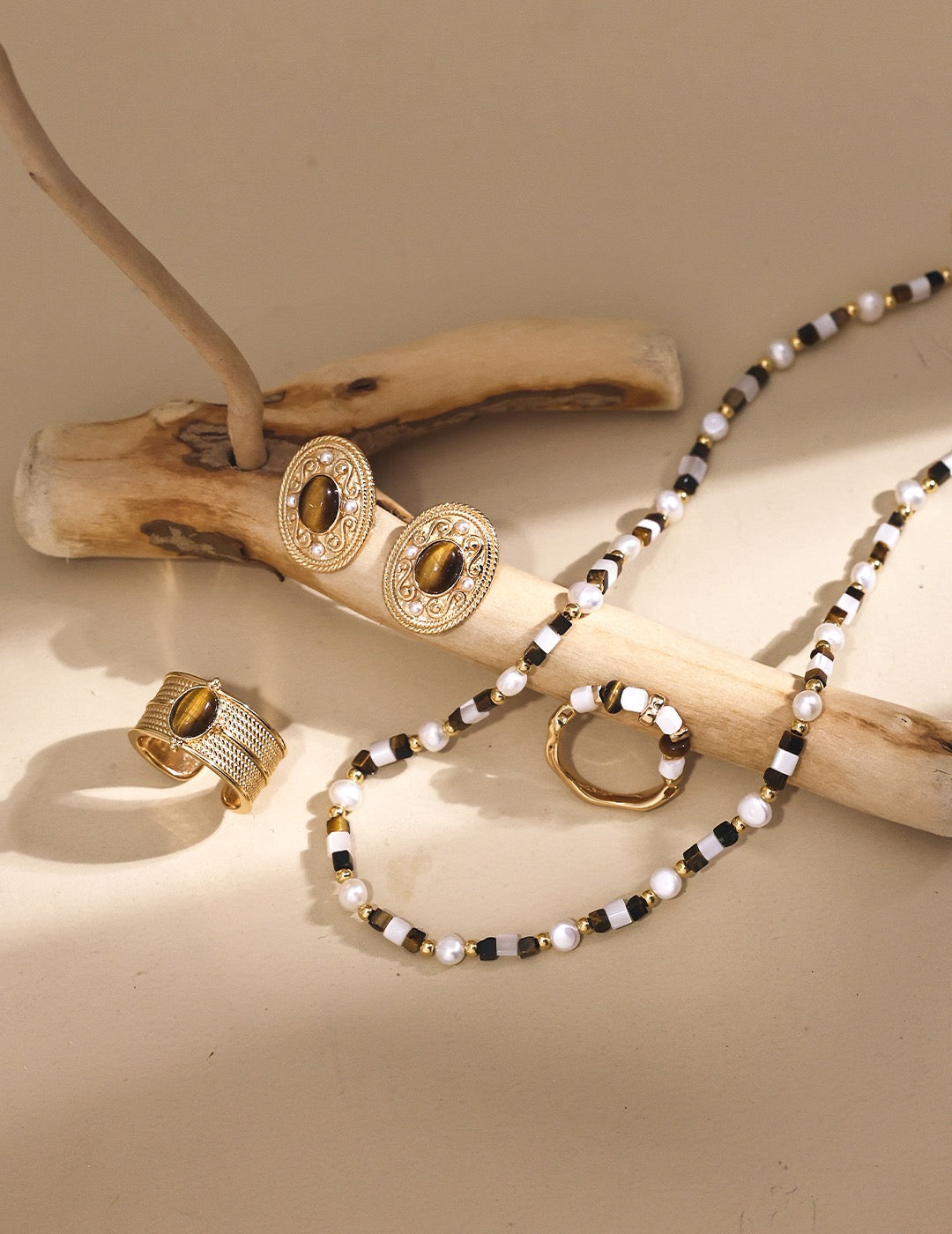 Tiger’s Eye Gemstone Beaded Jewelry Set
