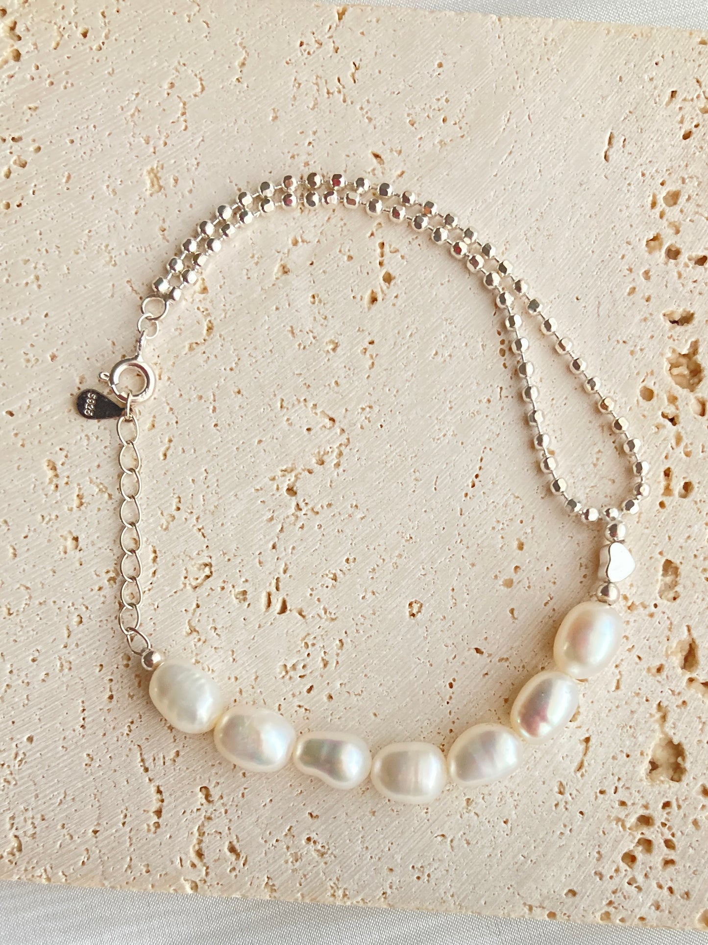 Silver Chain and Pearl Bracelet