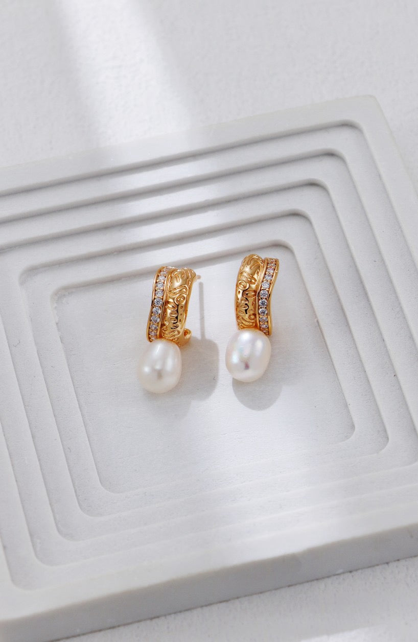Pearl and Diamond Earrings