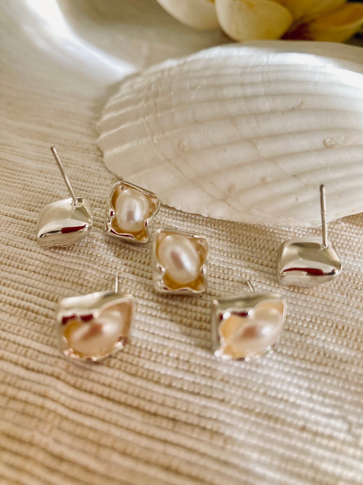 Pearl stud earrings