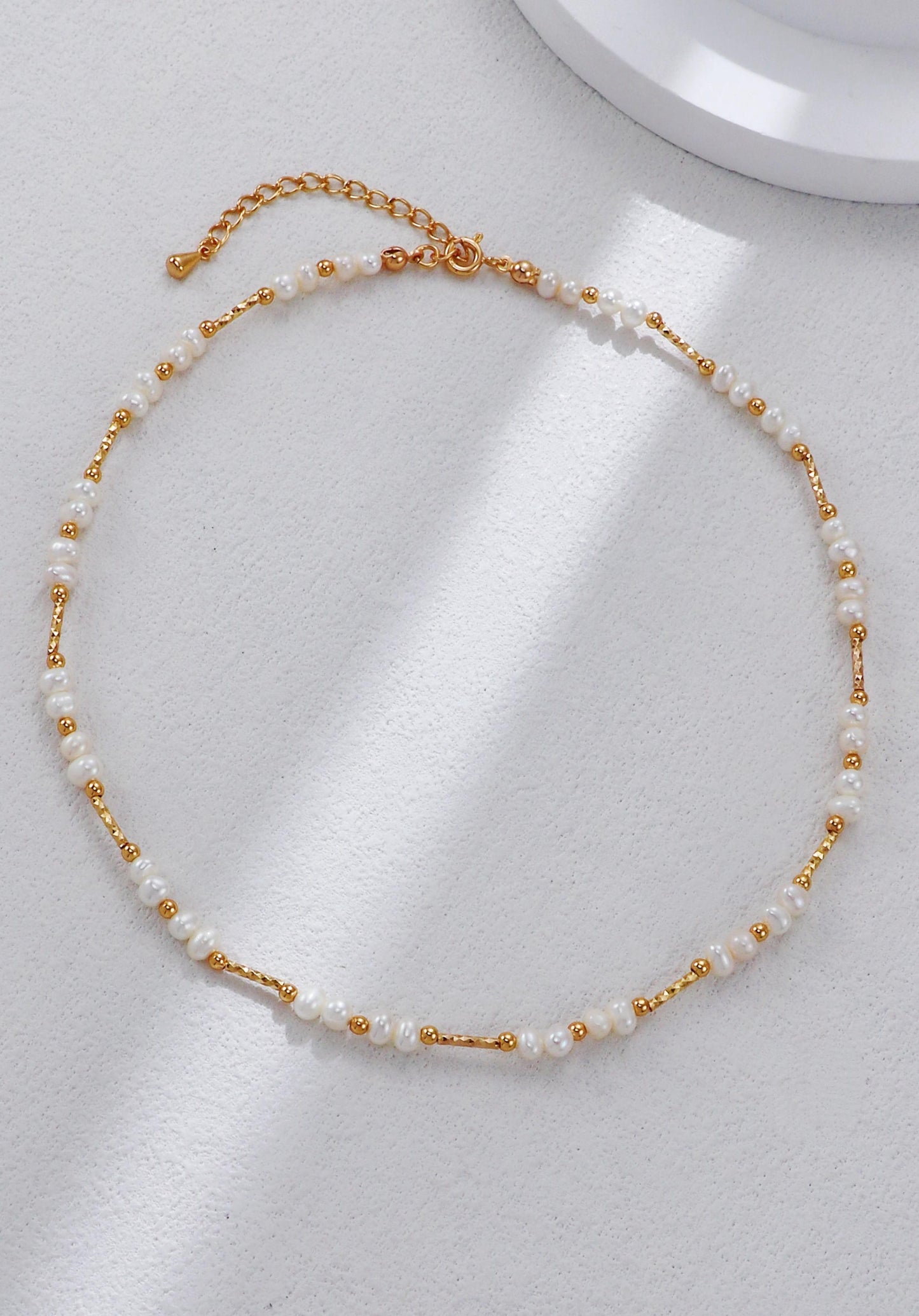 Vintage Gold Baroque Pearl Chain Necklace – S925 Silver
