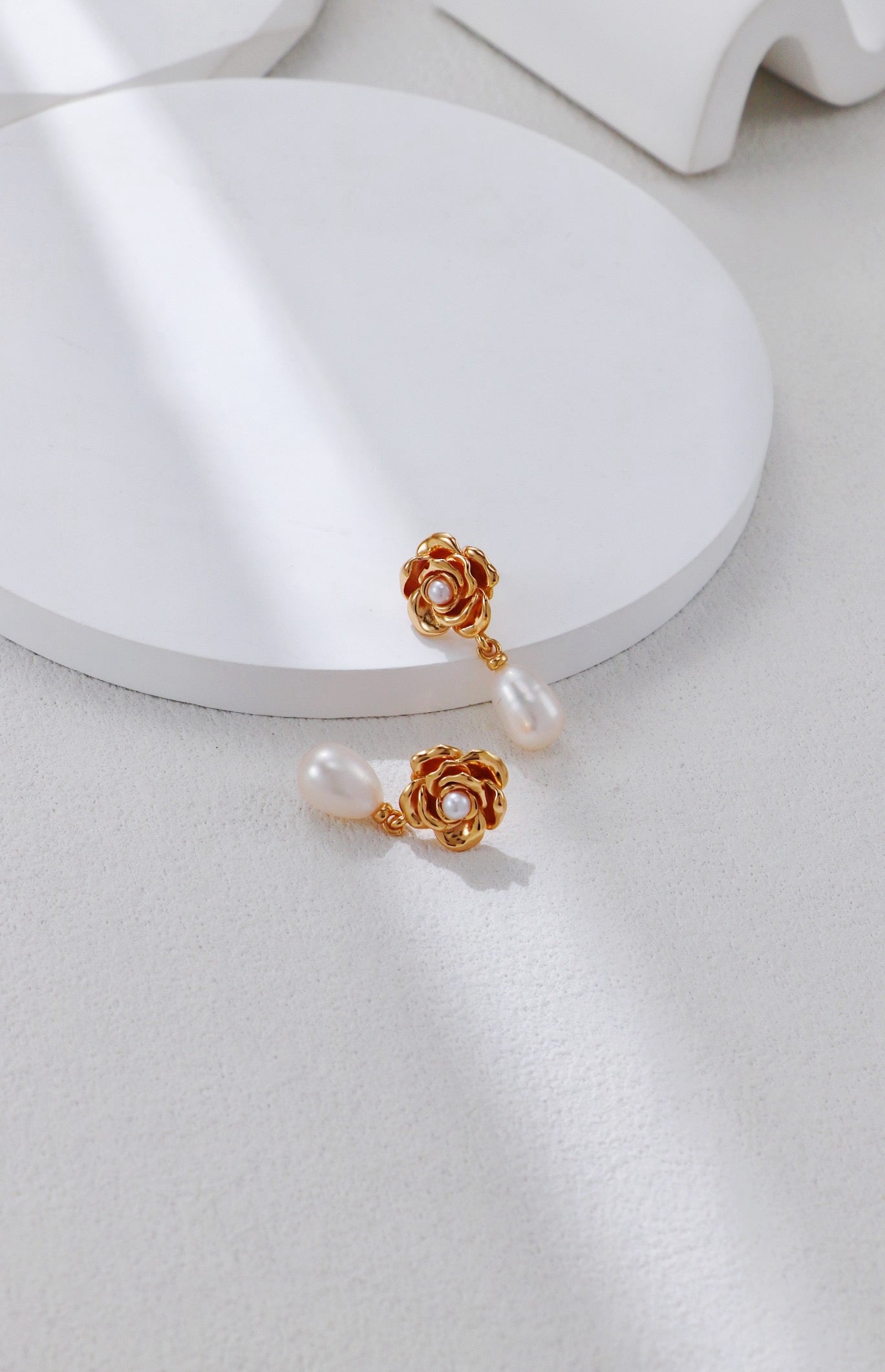Rose Whisper Pearl & Silver Earrings