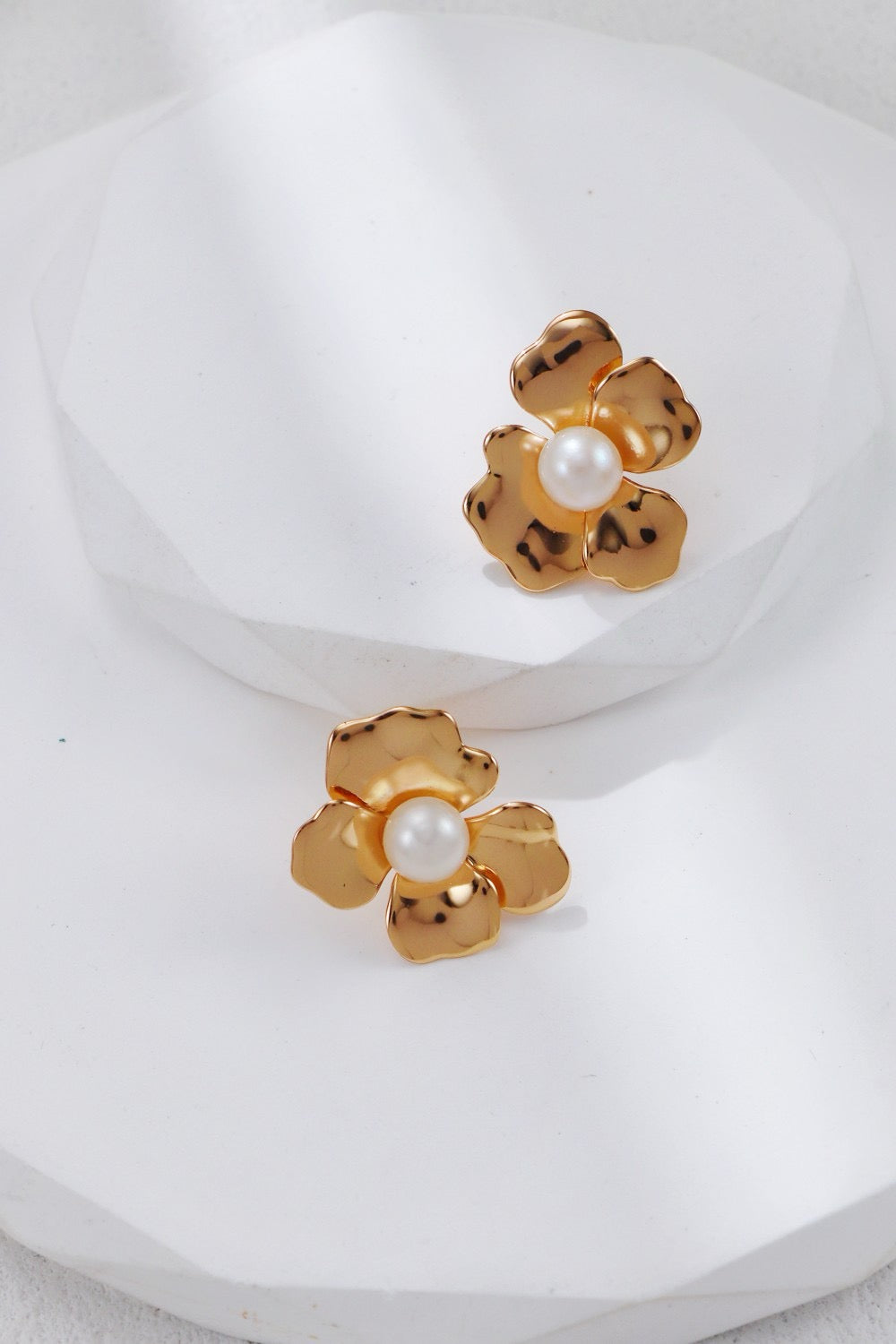 Sterling Silver and Pearl Flower-shaped Studs