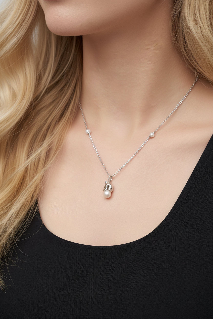 Vintage Natural Pearl Pendant Necklace | S925 Sterling Silver