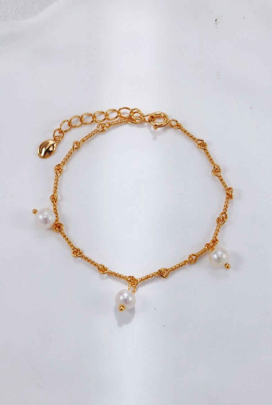 S925 Twisted Rope Chain Pearl Jewelry Set – Necklace & Bracelet