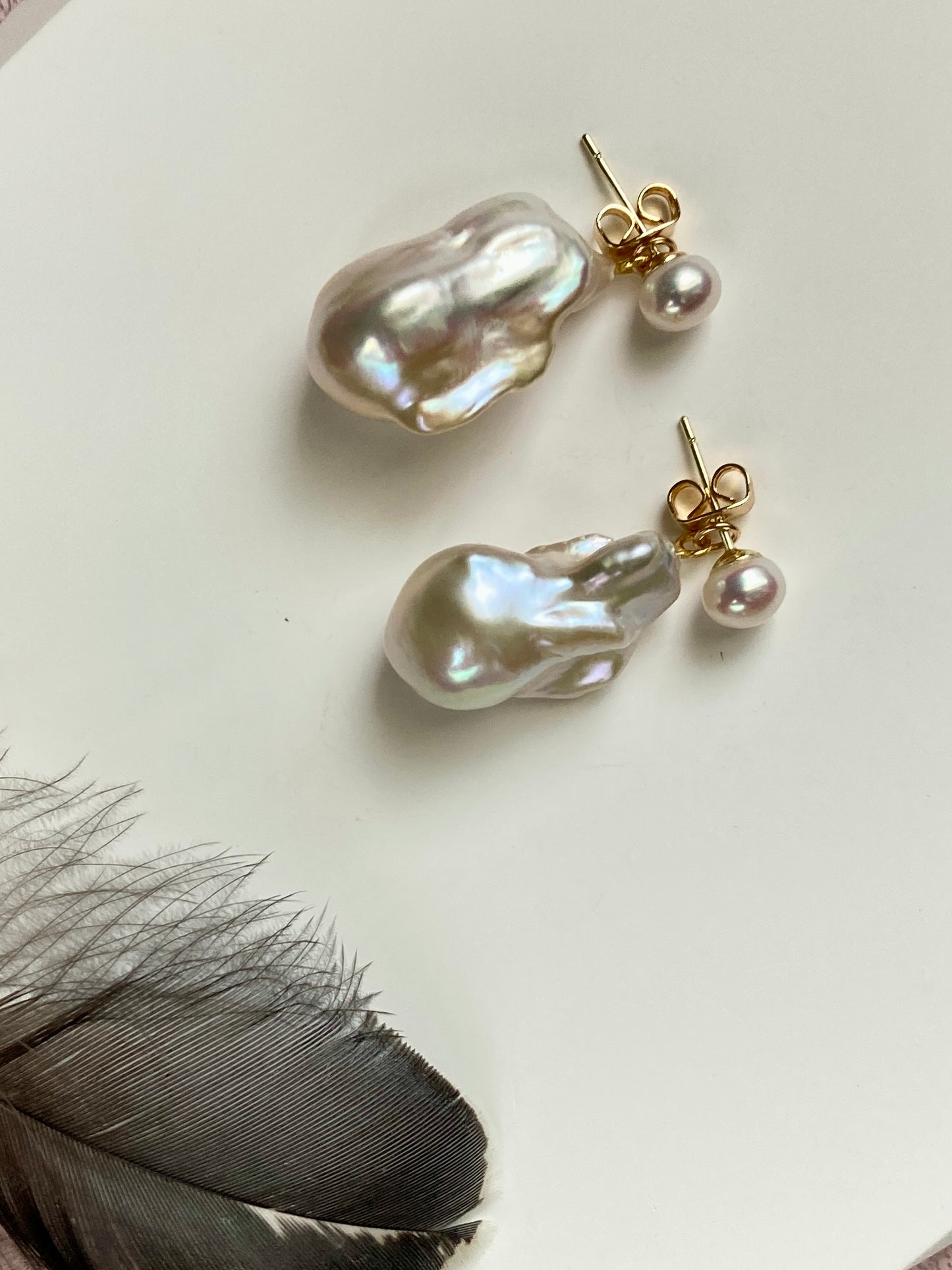 Minimalist Handcrafted Baroque Pearl Earrings