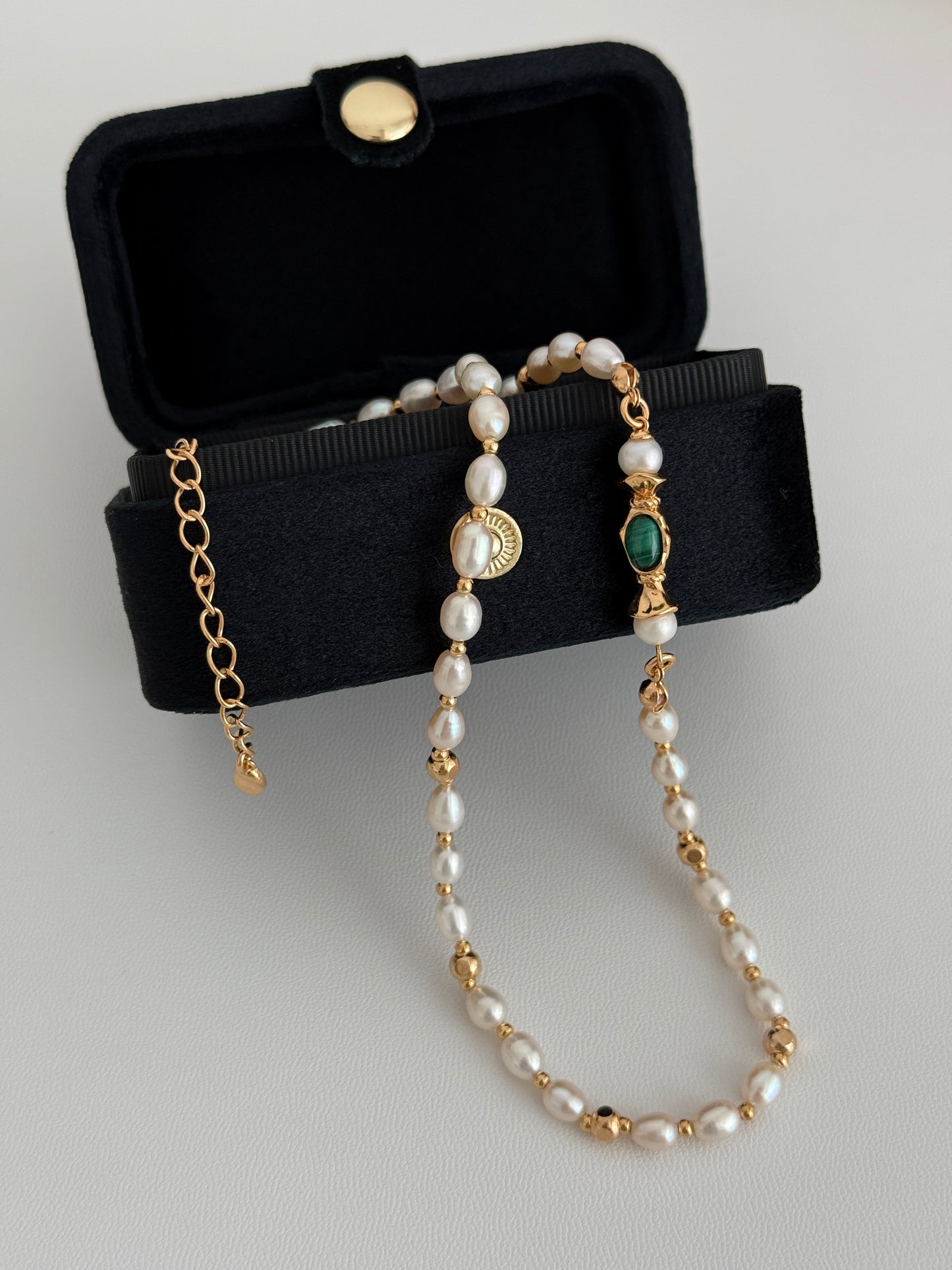Malachite Pearl Necklace