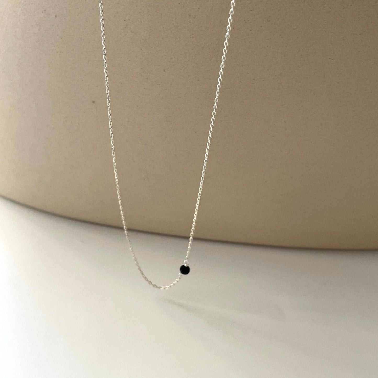 Black Quartz Silver Necklace