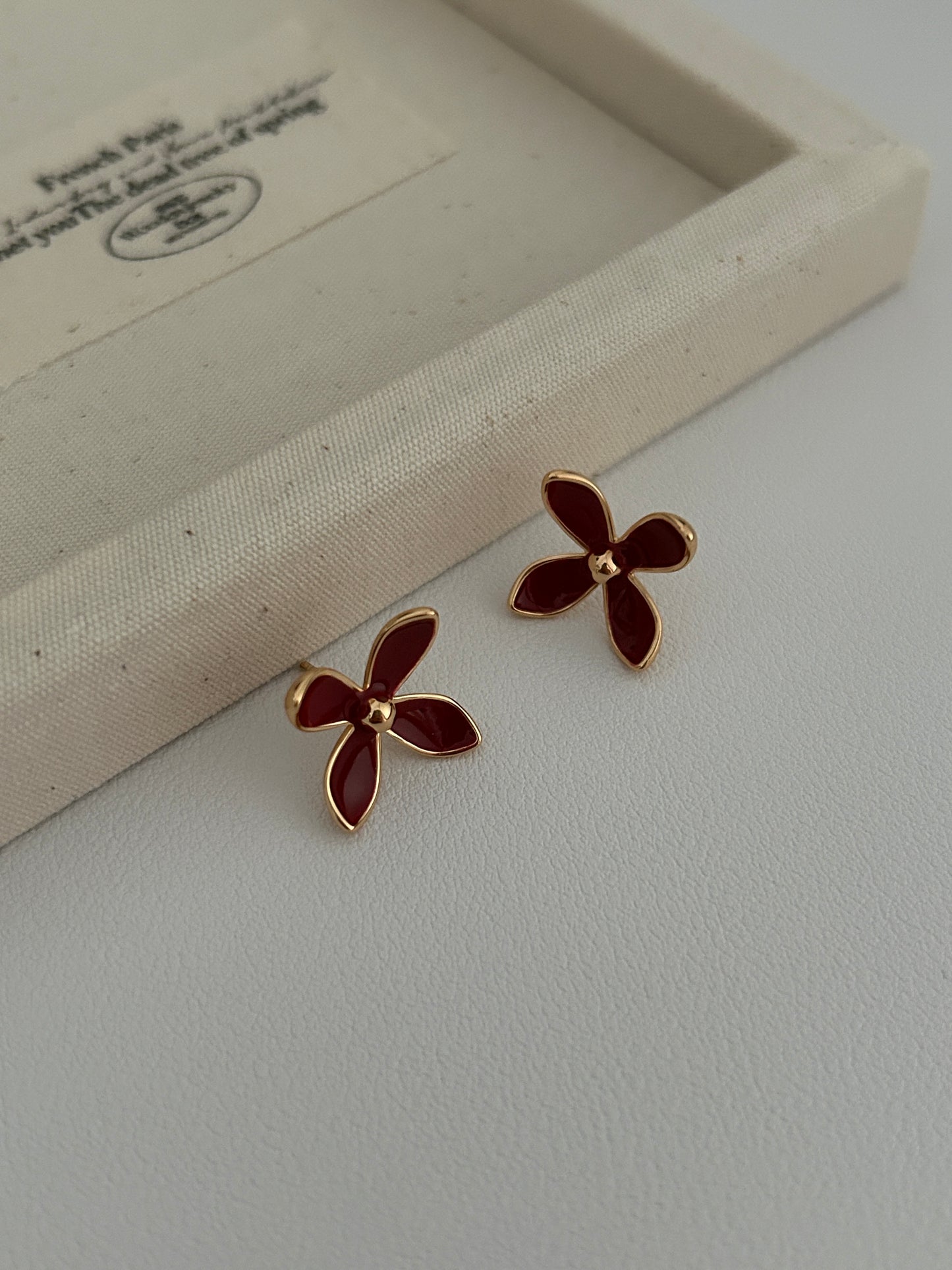 Red Flower Studs