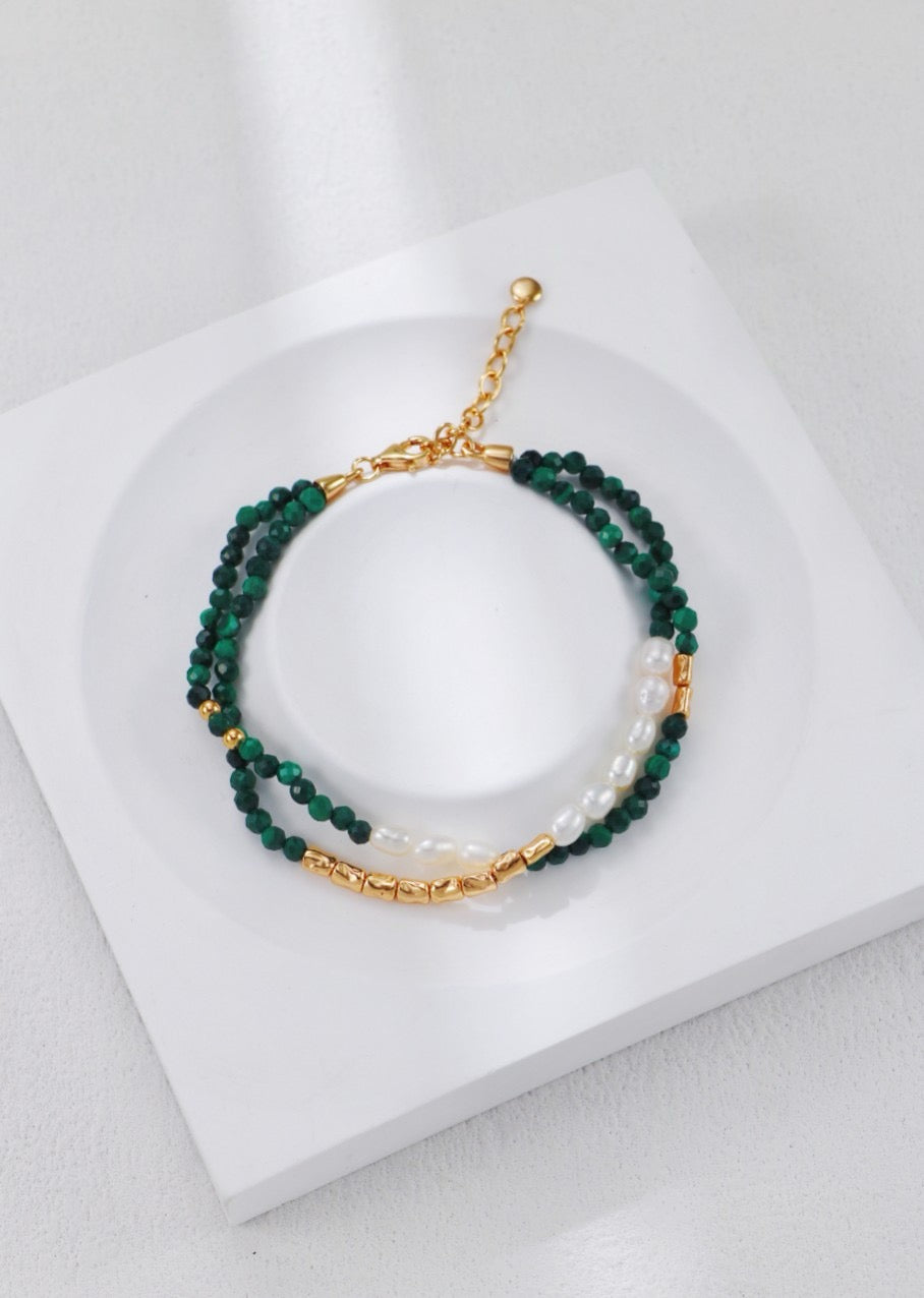Double Strands Malachite Bracelet