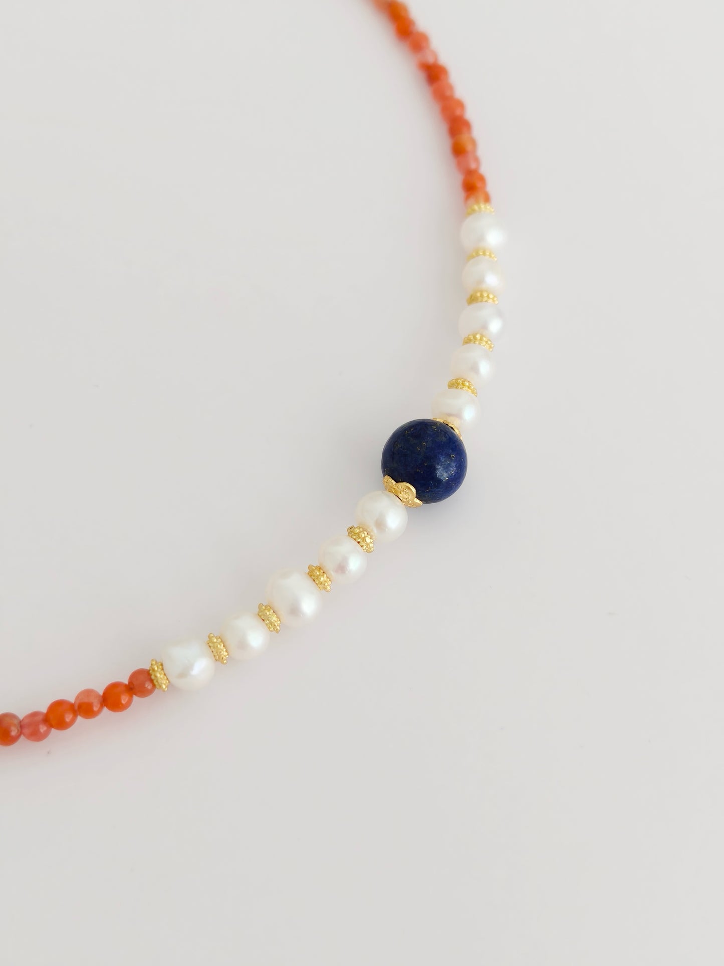 Fiery Elegance Carnelian & Pearl Jewelry Set