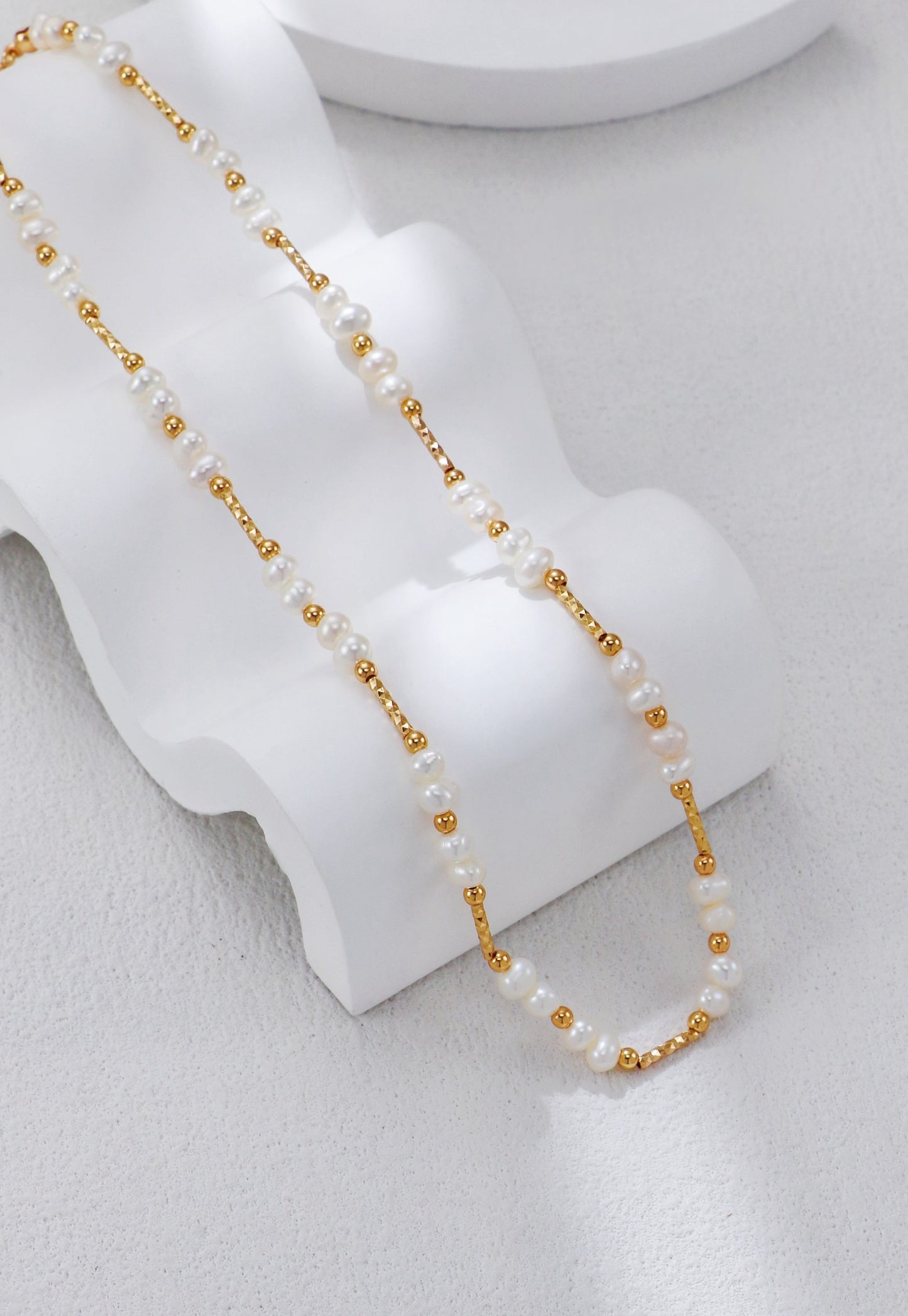 Vintage Gold Baroque Pearl Chain Necklace – S925 Silver