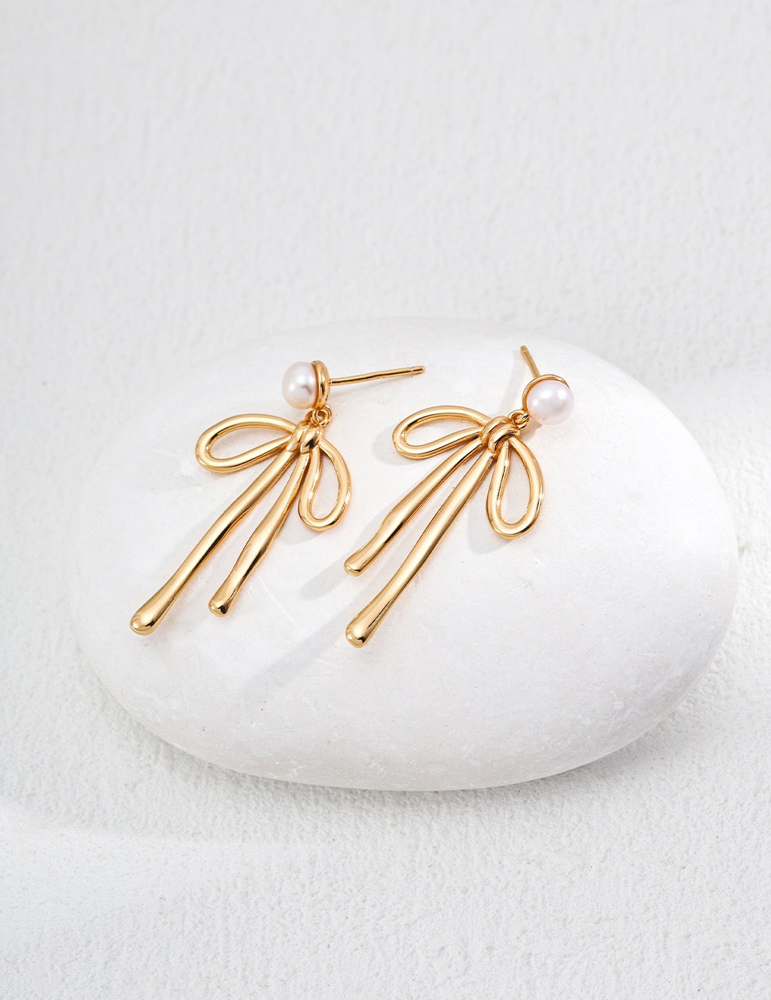 Whimsy Bow Pearl Drop Earrings