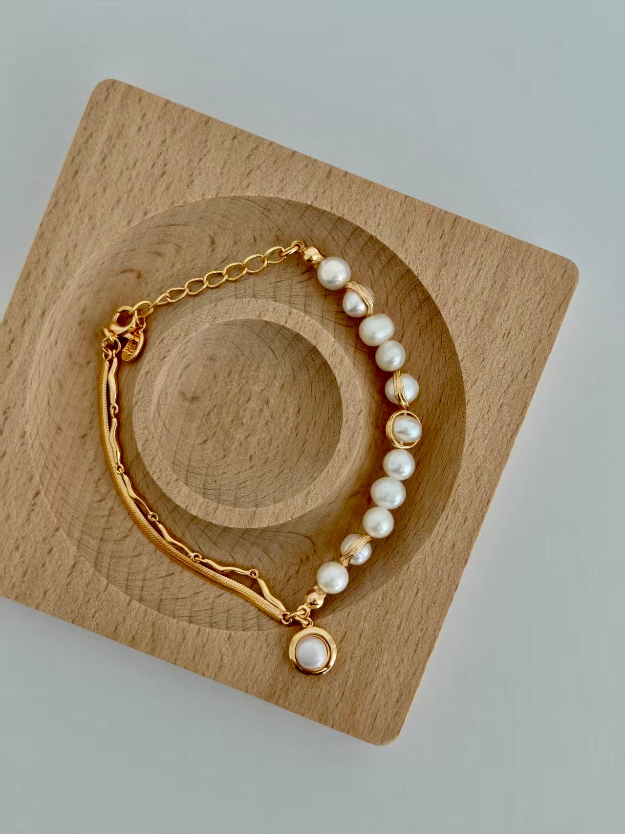 Natural Pearl & Sterling Silver Chain Bracelet – Minimalist Elegance