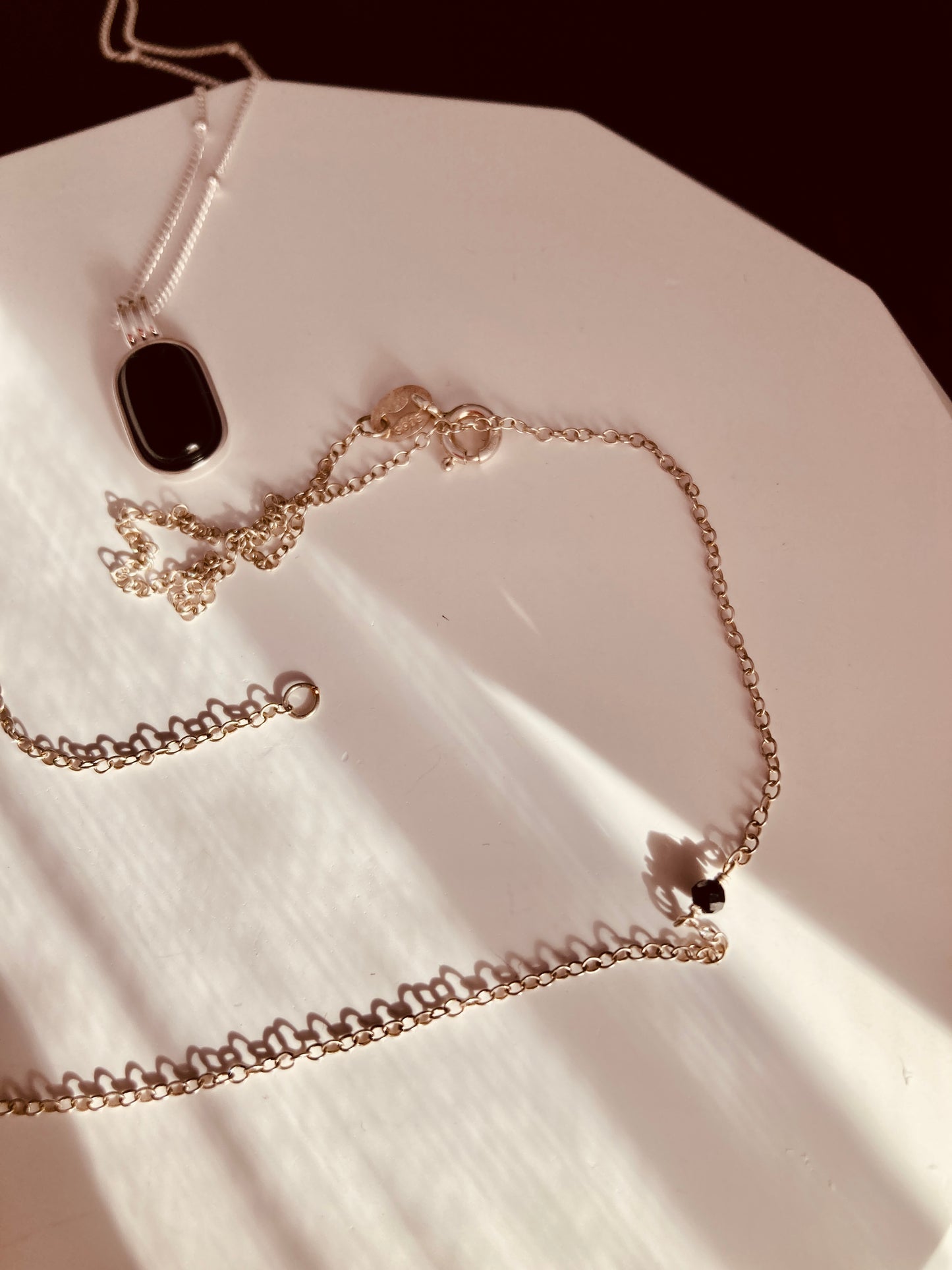 Black Quartz Silver Necklace