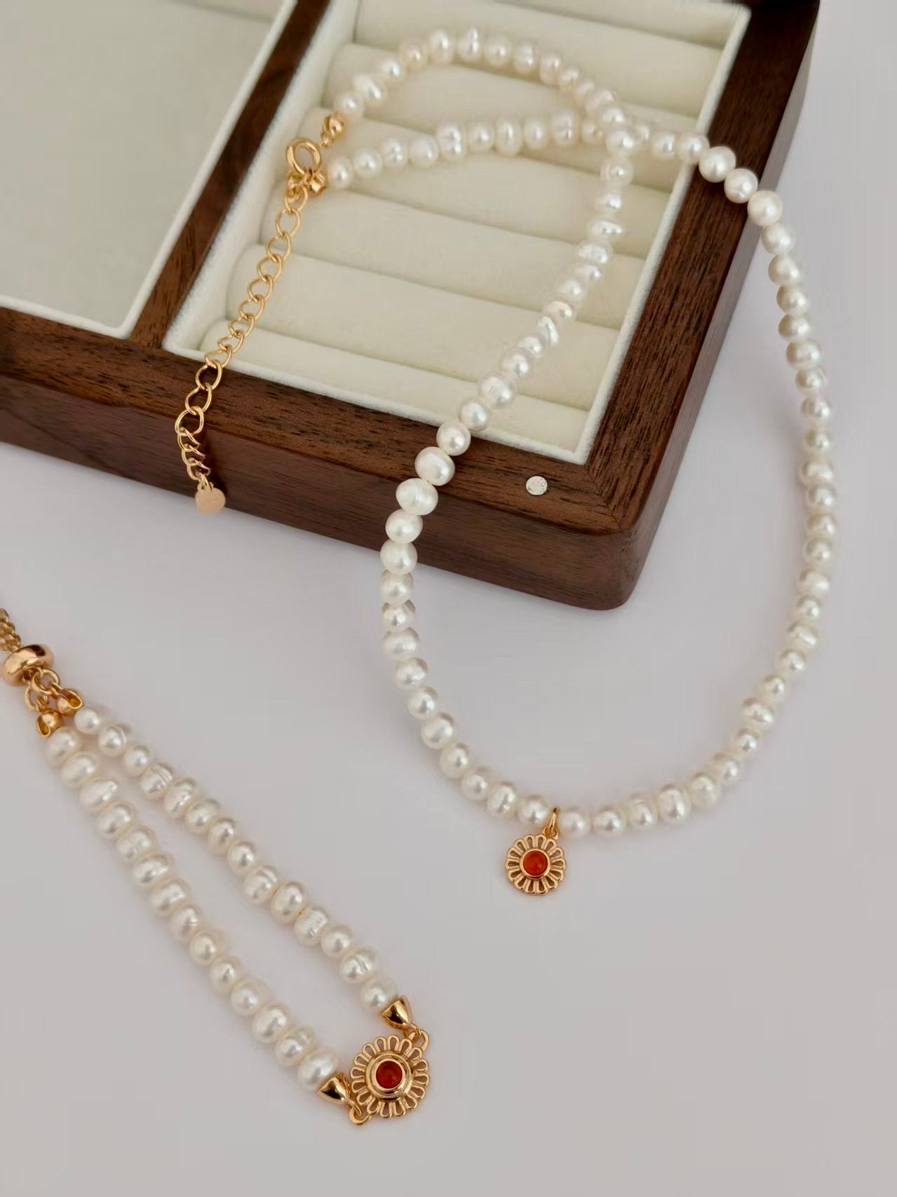 Golden Sun Pearl Bracelet and Necklace