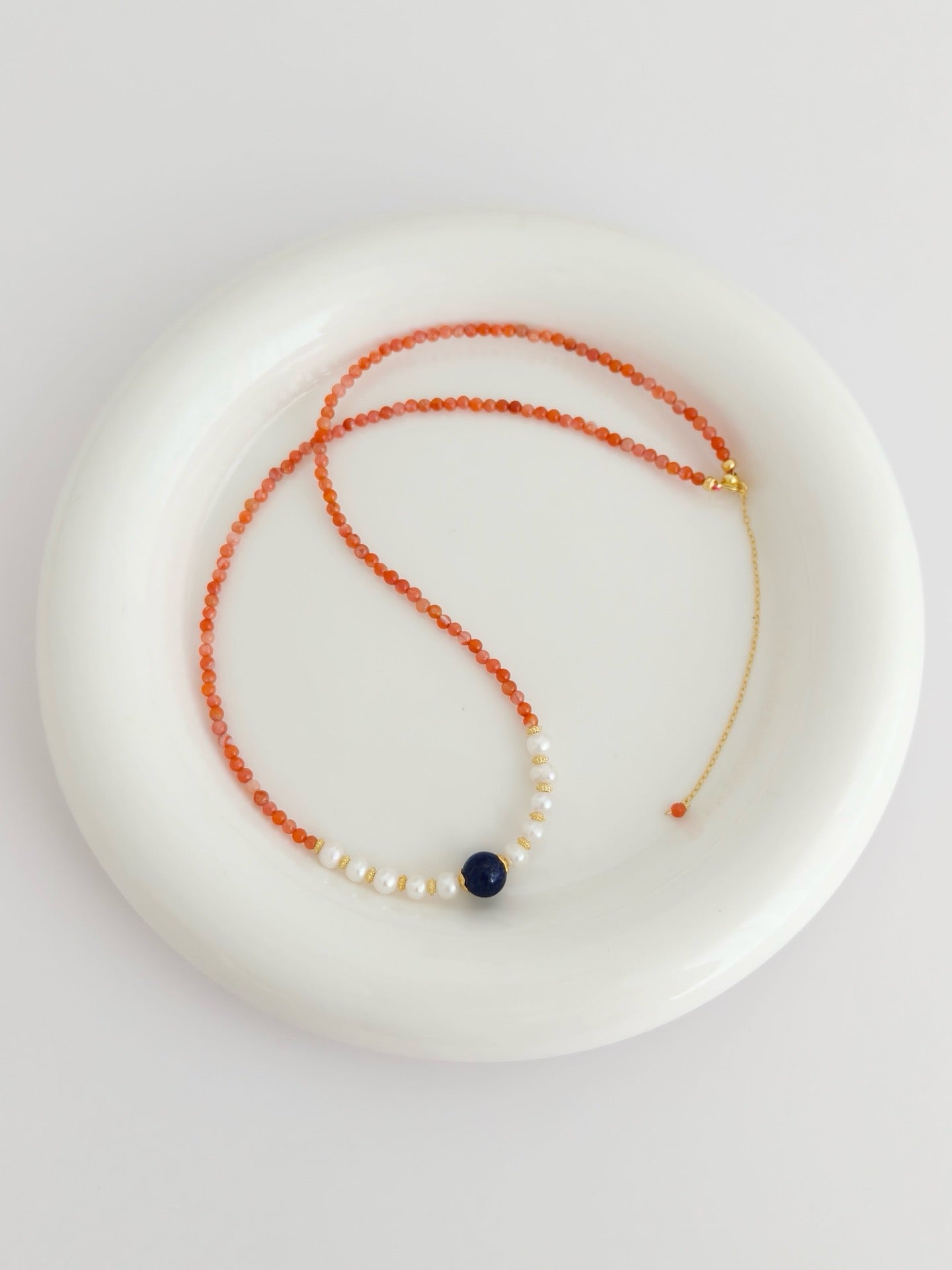 Fiery Elegance Carnelian & Pearl Jewelry Set