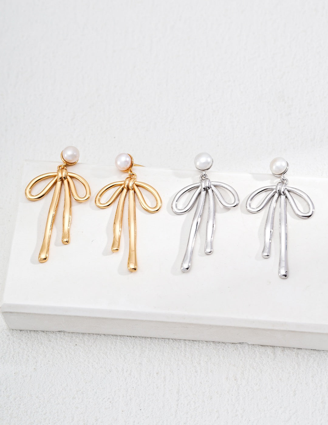 Whimsy Bow Pearl Drop Earrings
