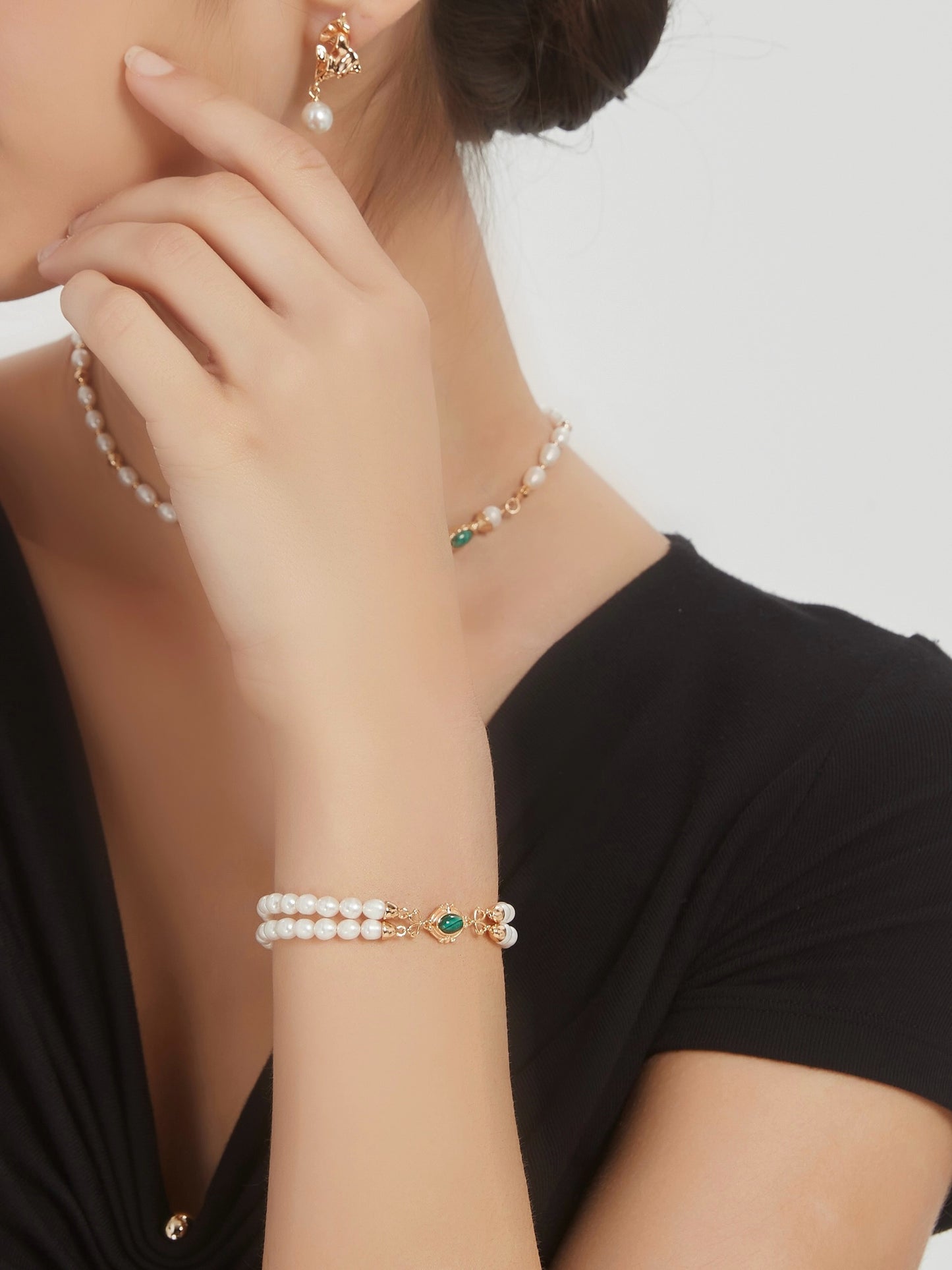 Malachite Pearl Bracelet