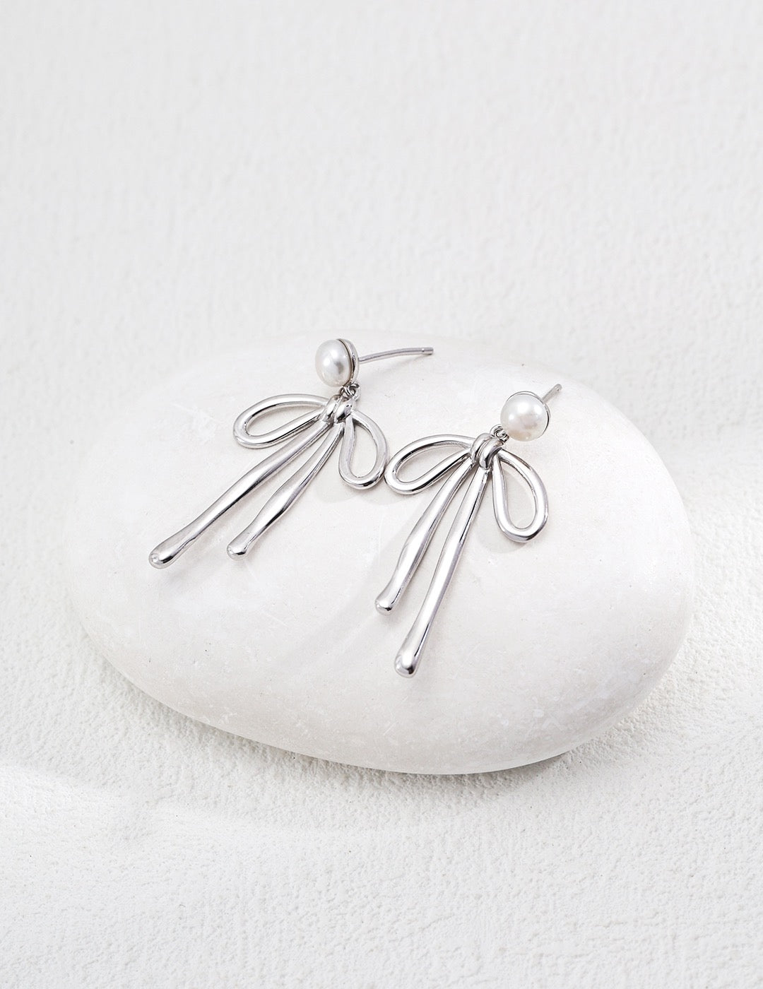 Whimsy Bow Pearl Drop Earrings