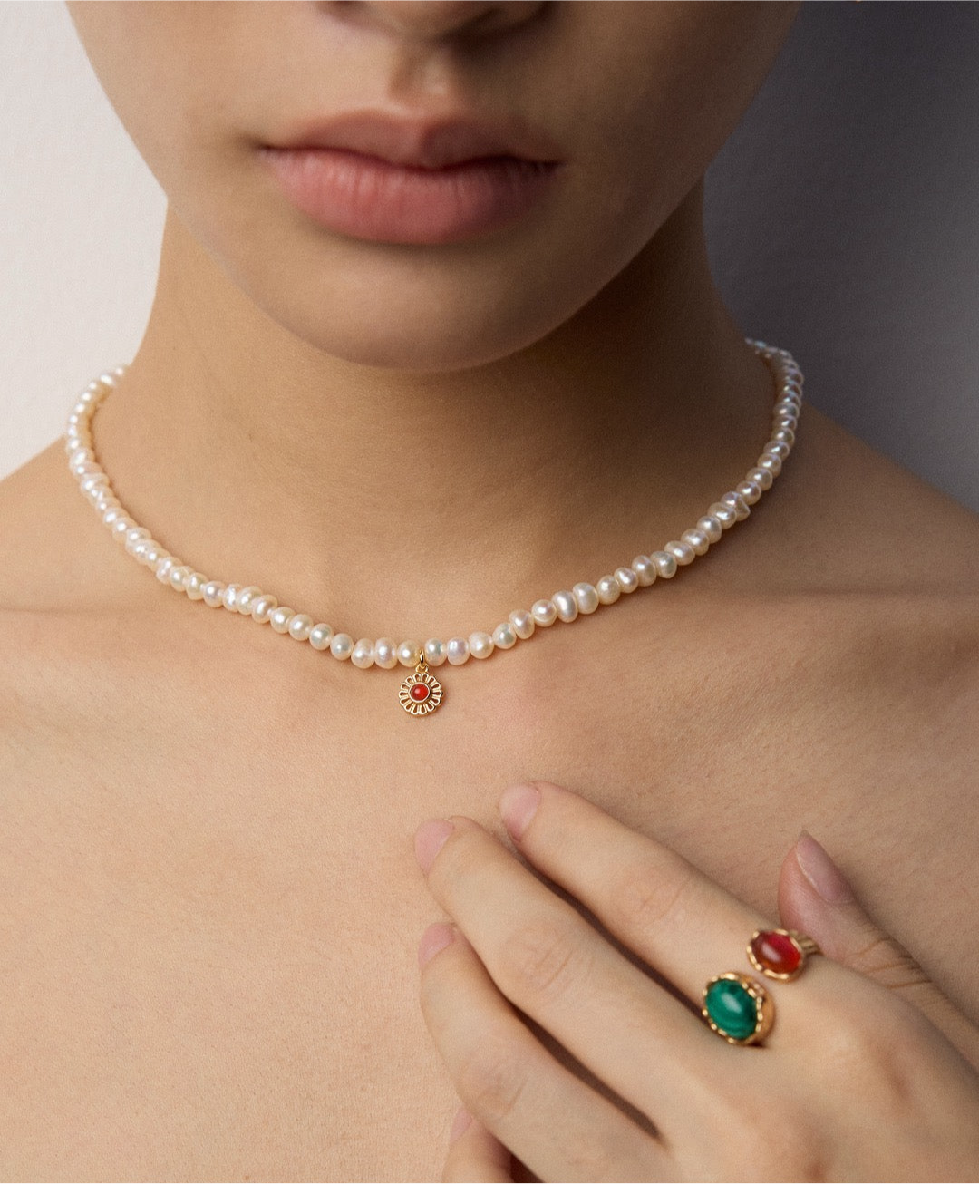 Golden Sun Pearl Bracelet and Necklace