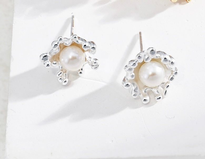 Flower of Wave Pearl Studs