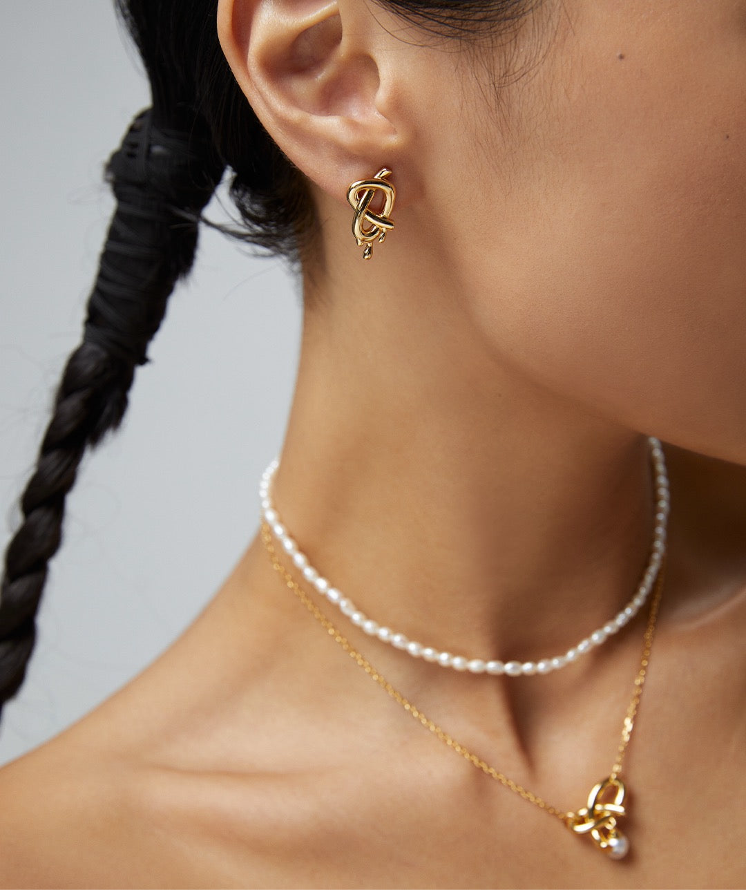 S925 Sterling Silver Rice Pearl Choker Necklace – Vintage Gold