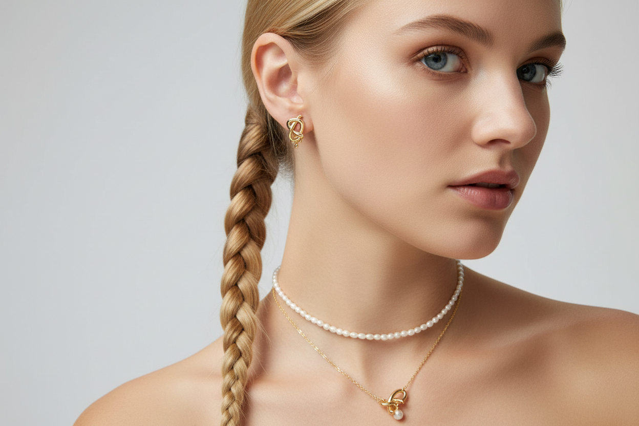 S925 Sterling Silver Rice Pearl Choker Necklace – Vintage Gold