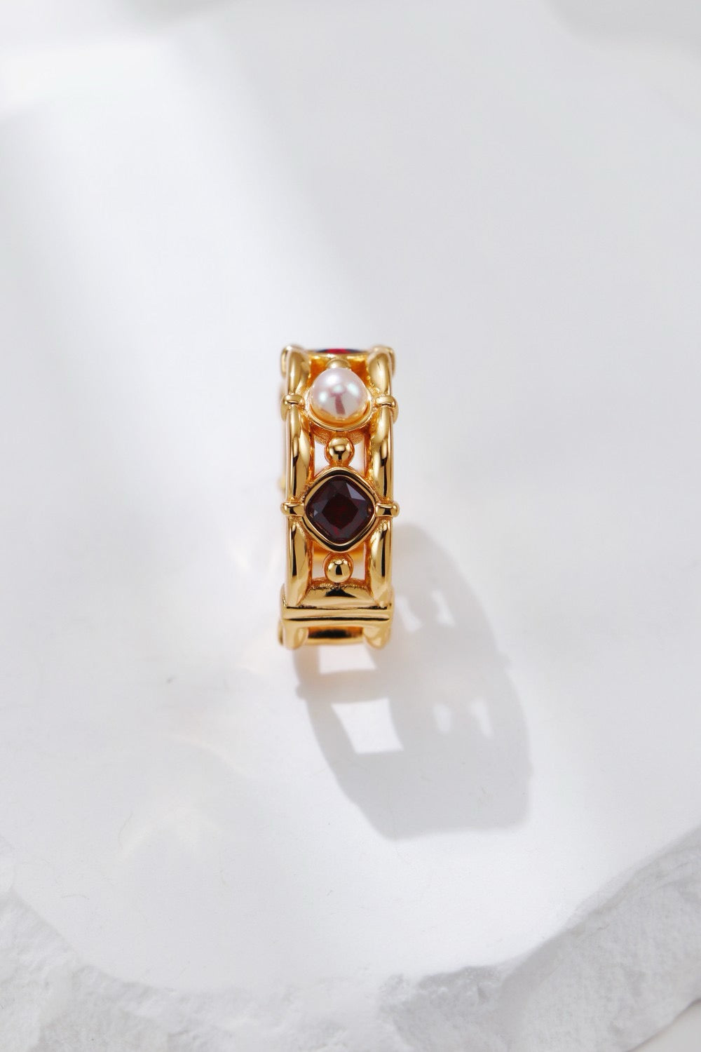 Royal Garnet and Pearl Gold Vermeil Ring
