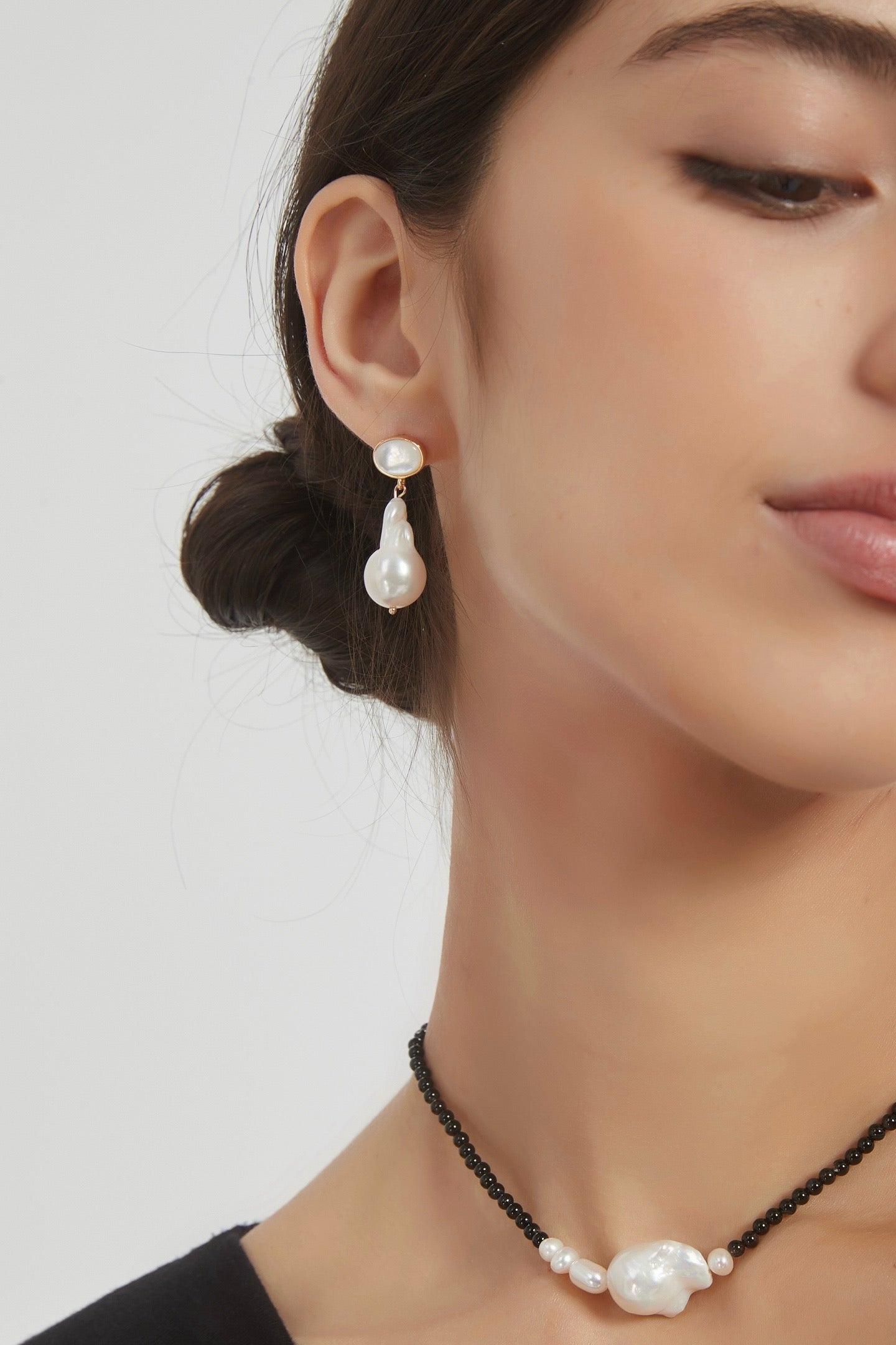 S925 Sterling Silver Baroque Pearl Drop Earrings – Natural Shell & Pearl Jewelry