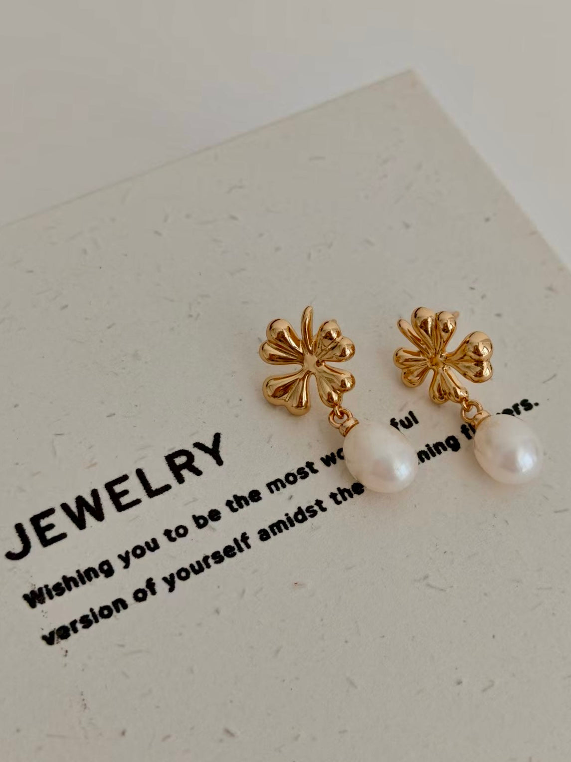 Vintage Clover Pearl Drop Earrings – S925 Silver with Natural Freshwater Pearls