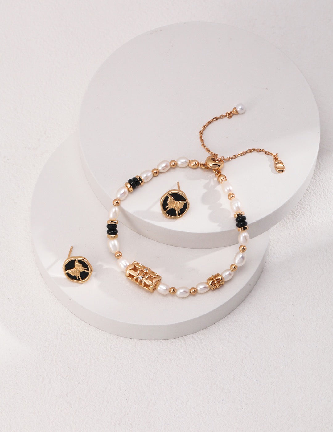 Black agate butterfly studs