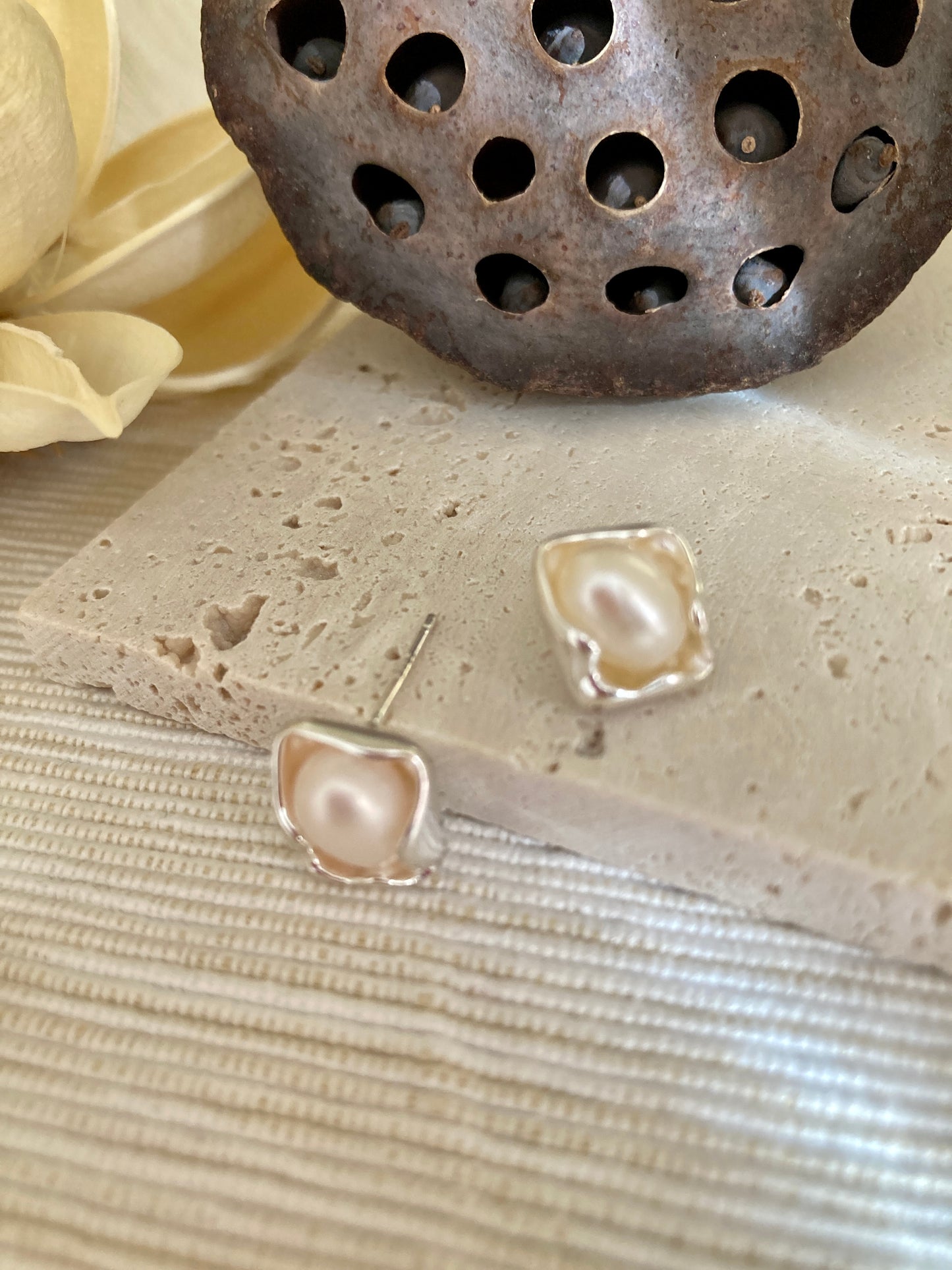 Pearl stud earrings