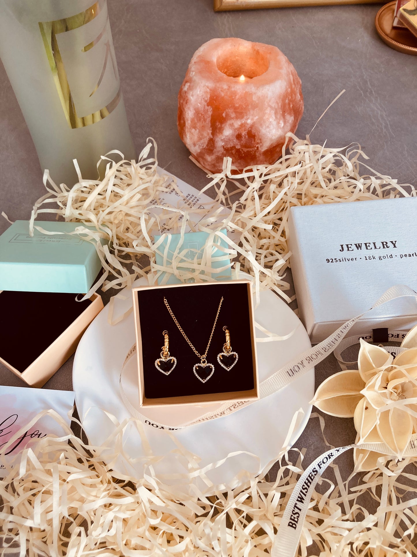 Black Heart Pendant Earrings